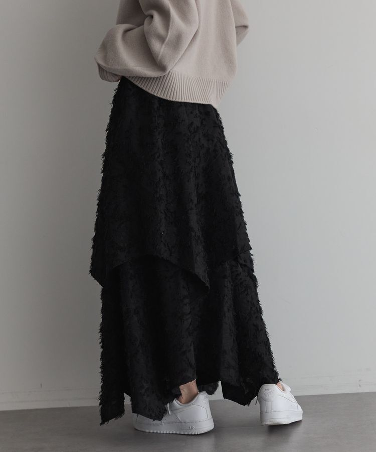 GARAGE OF GOOD CLOTHING「ジャガードオーバーラップロングスカート」|フレア|