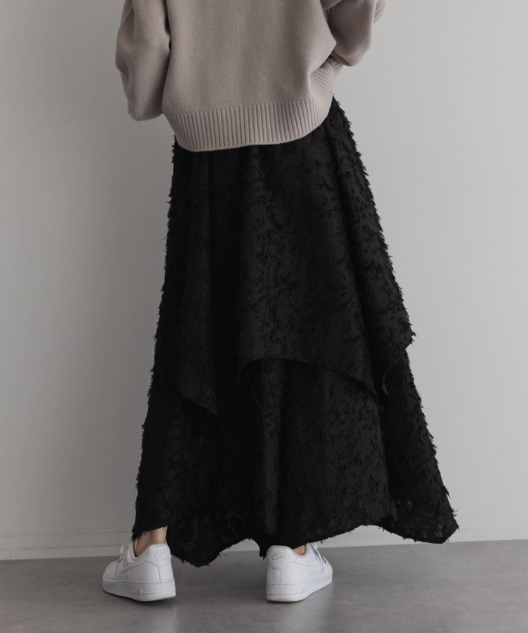 GARAGE OF GOOD CLOTHING「ジャガードオーバーラップロングスカート」|フレア|