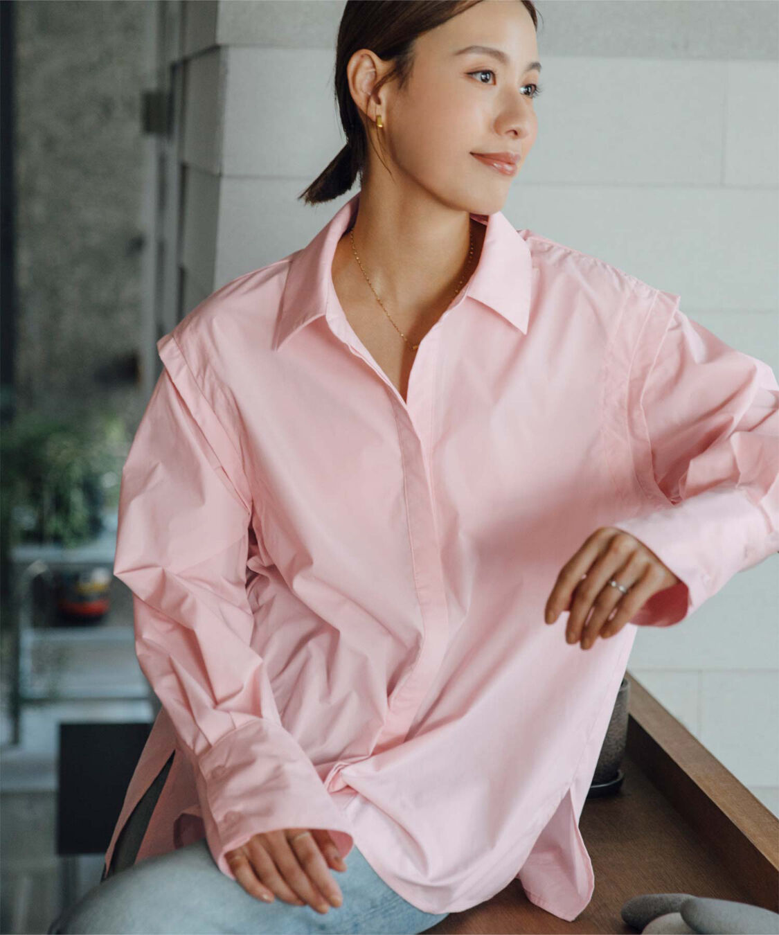 ur's「【黒川翼さんコラボアイテム】撥水素材2wayスリーブシャツ/ラッシュガード」|シャツ・ブラウス|ライトピンク