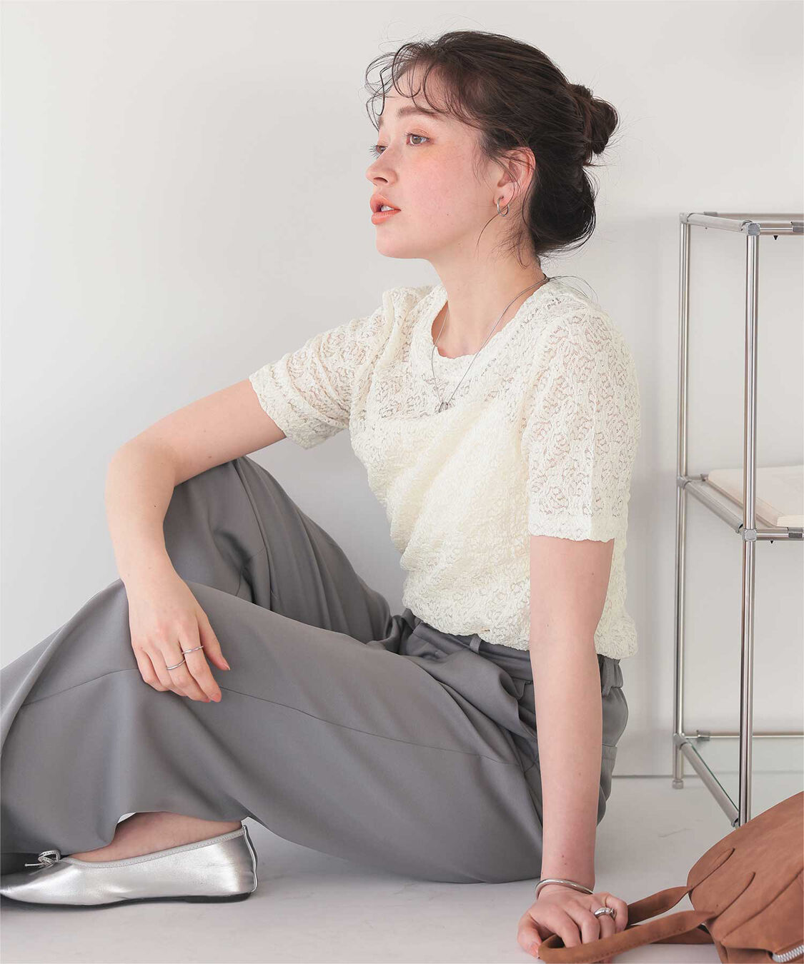 titivate「ハーフスリーブレーストップス」|Tシャツ・カットソー|