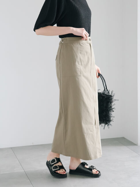 Te chichi「ベルテッドストレートスカート」|スカート|カーキ
