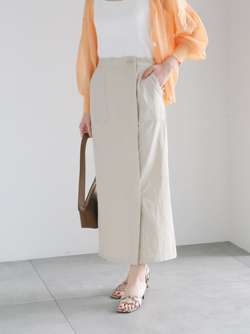 Te chichi「ベルテッドストレートスカート」|スカート|ベージュ