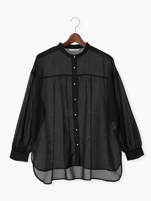 Te chichi TERRASSE「パール釦バンドカラーシアーシャツ」|シャツ・ブラウス|ブラック