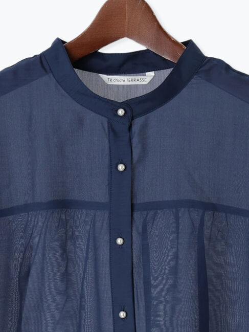 Te chichi TERRASSE「パール釦バンドカラーシアーシャツ」|シャツ・ブラウス|