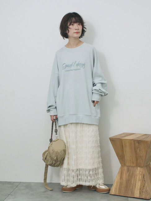 Samansa Mos2 blue「フリンジレーススカート」|スカート|