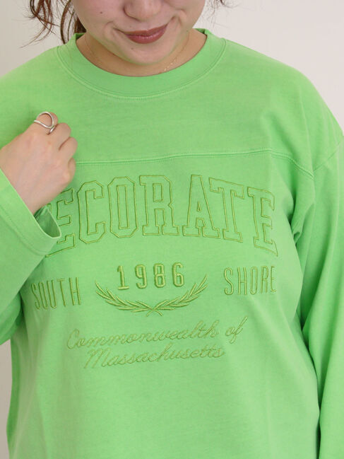 Samansa Mos2「ピグメント加工ロゴ刺繍ロングTシャツ」|Tシャツ・カットソー|