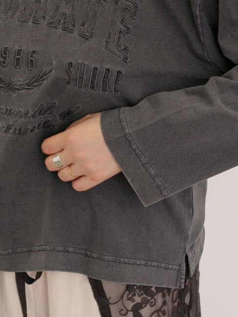 Samansa Mos2「ピグメント加工ロゴ刺繍ロングTシャツ」|Tシャツ・カットソー|