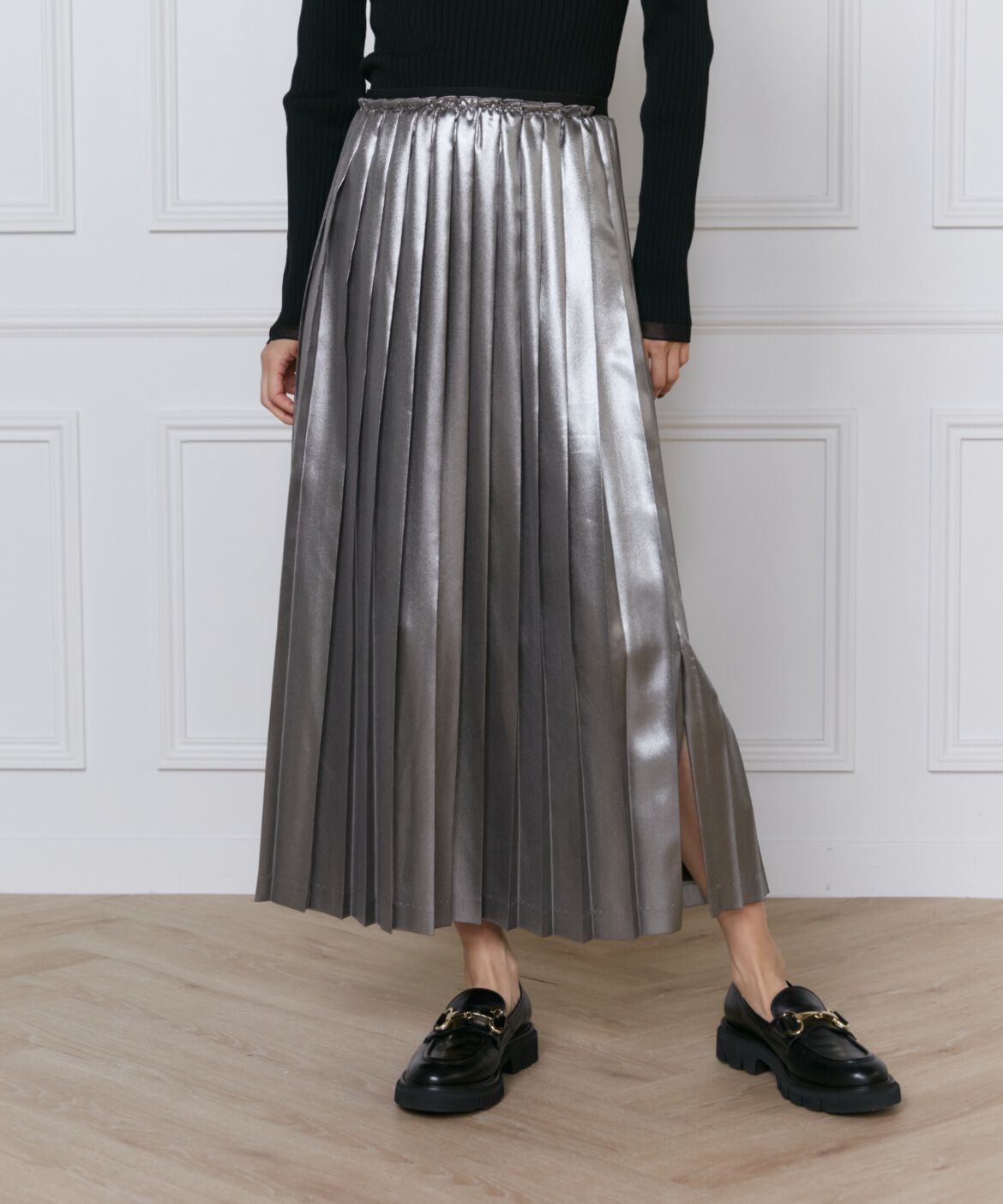 INED「メタリックプリーツスカート」|スカート|