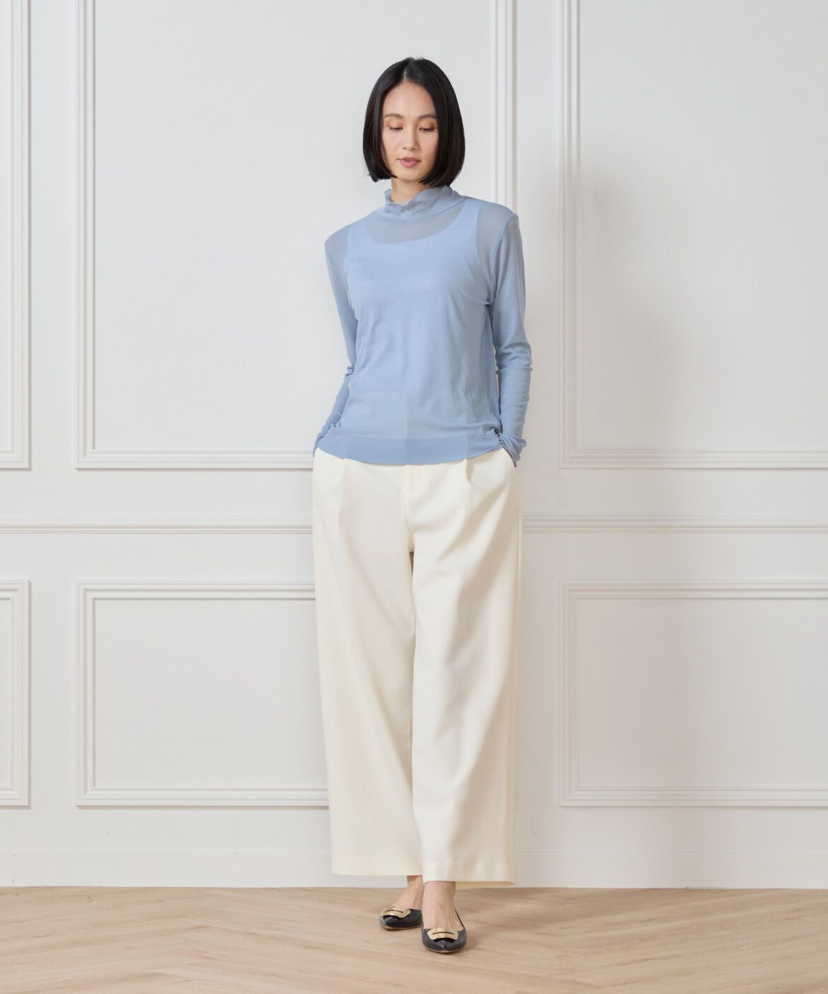 7-IDconcept.「《大きいサイズ》シアーハイネックプルオーバー」|Tシャツ・カットソー|