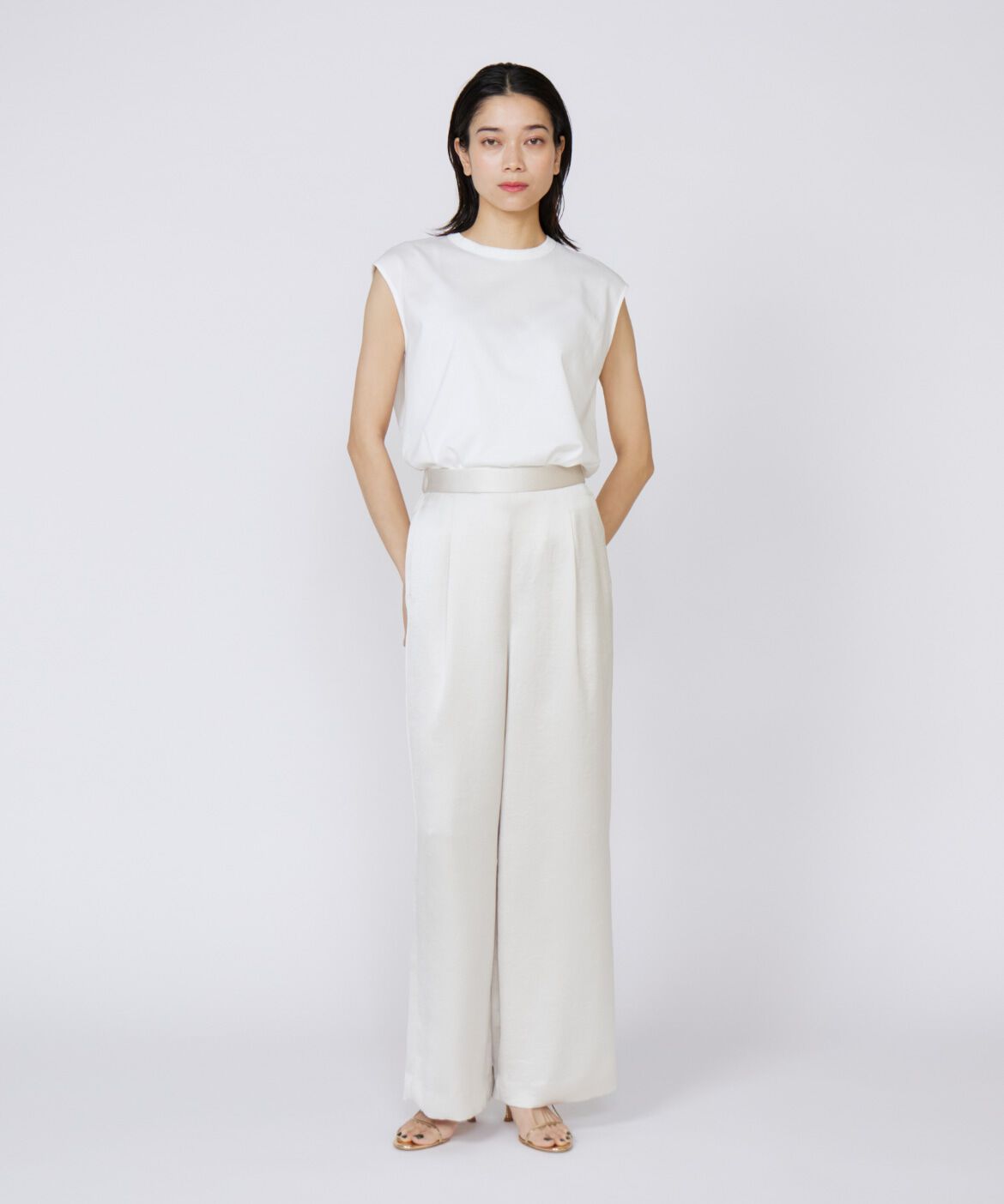 INED「《大きいサイズ》フレンチスリーブトップス」|Tシャツ・カットソー|