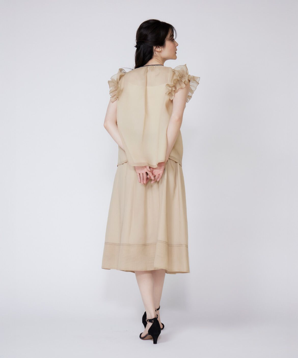 Maglie le cassetto「《大きいサイズ》シアーフリルブラウス」|シャツ・ブラウス|