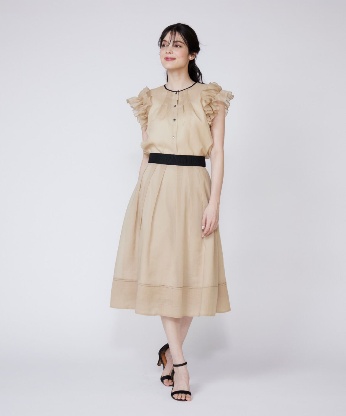 Maglie le cassetto「《大きいサイズ》シアーフリルブラウス」|シャツ・ブラウス|