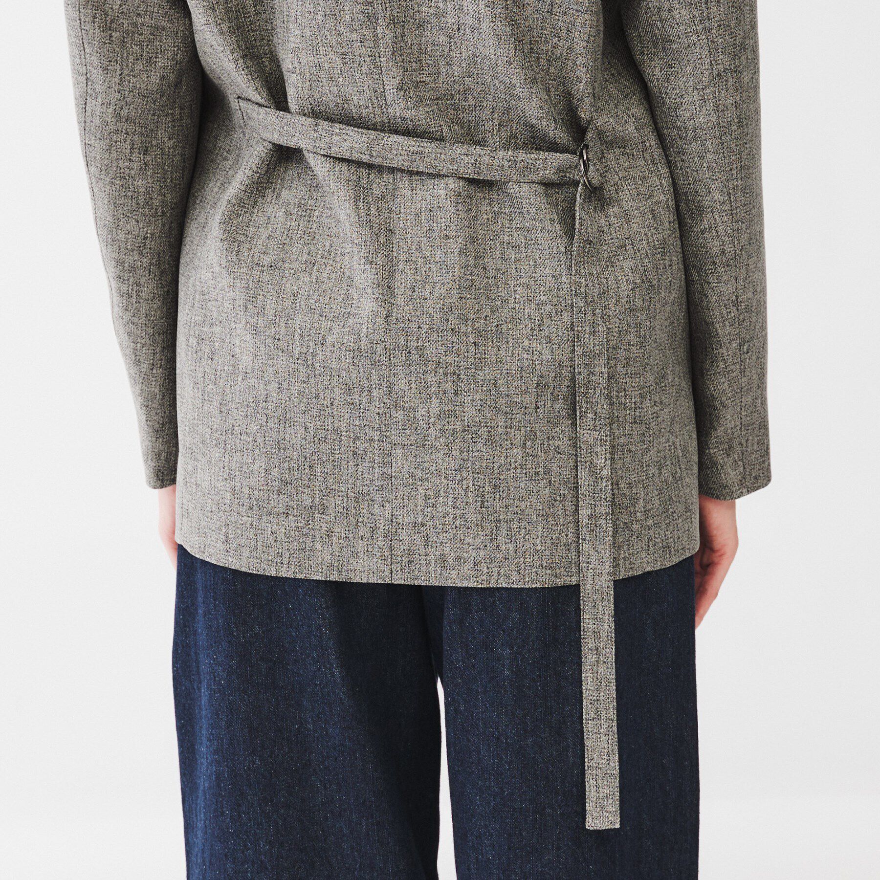 UNTITLED「【ツイードライク/セットアップ可】 メランジカラーレスジャケット」|ノーカラージャケット|