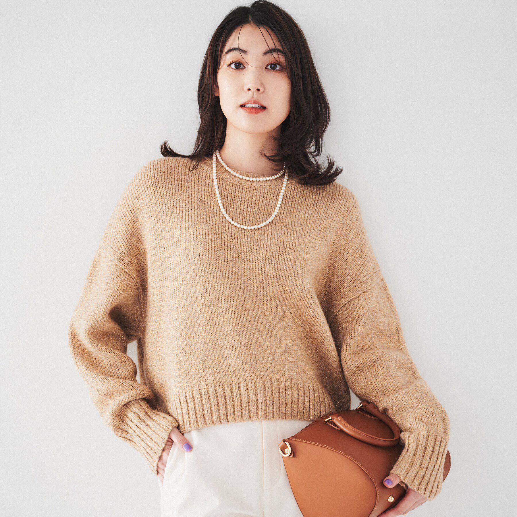 UNTITLED「【ラメ見え/ショート丈】クロップドニット」|ニット・セーター|