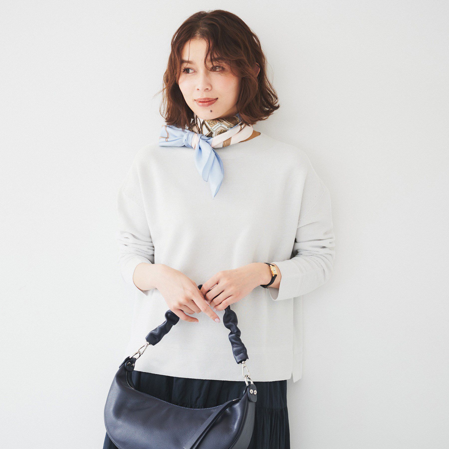 UNTITLED「【体型カバー/春素材】コットン混 ガーターニット」|ニット・セーター|