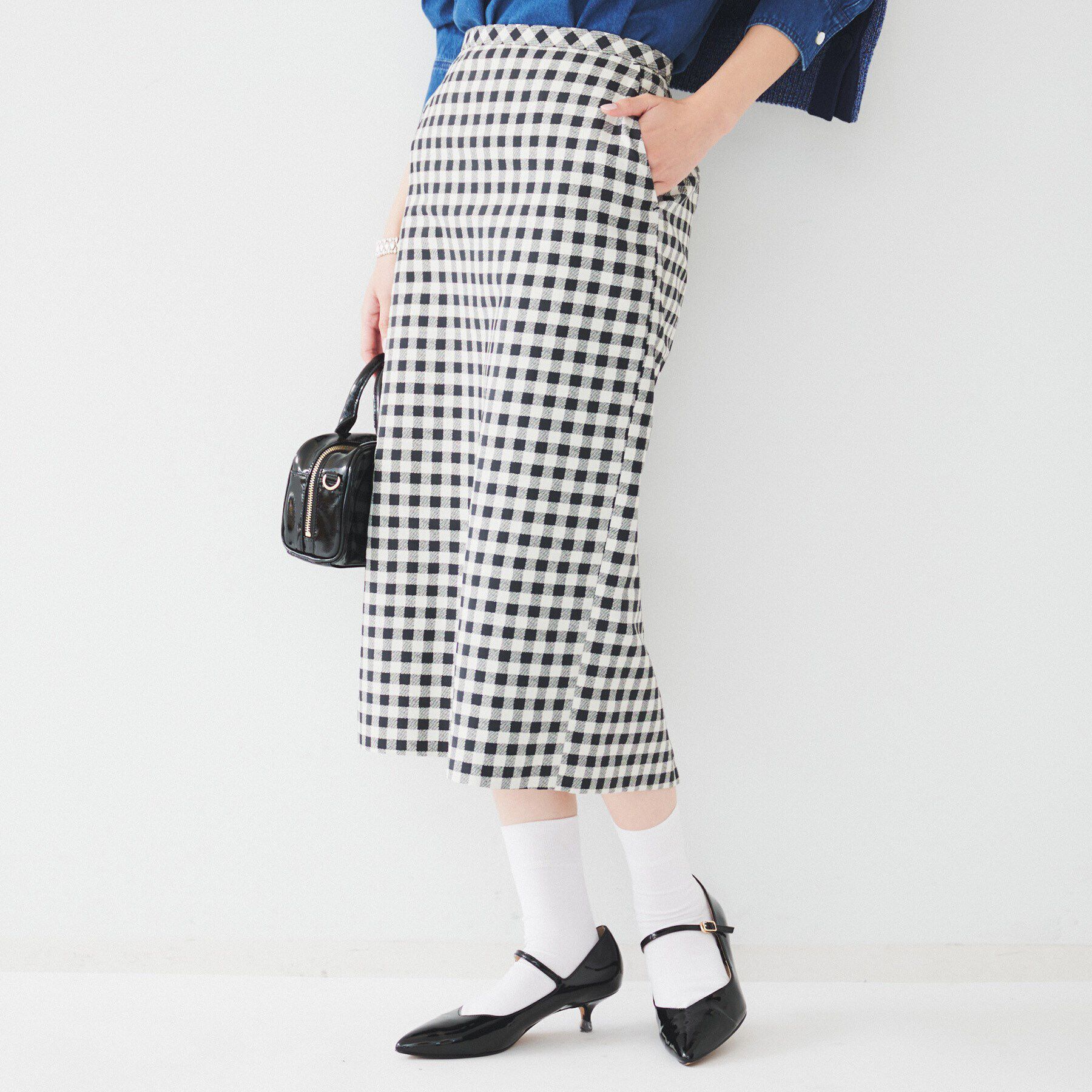 UNTITLED「【セットアップ可能】ギンガムチェック ペンシルスカート」|スカート|