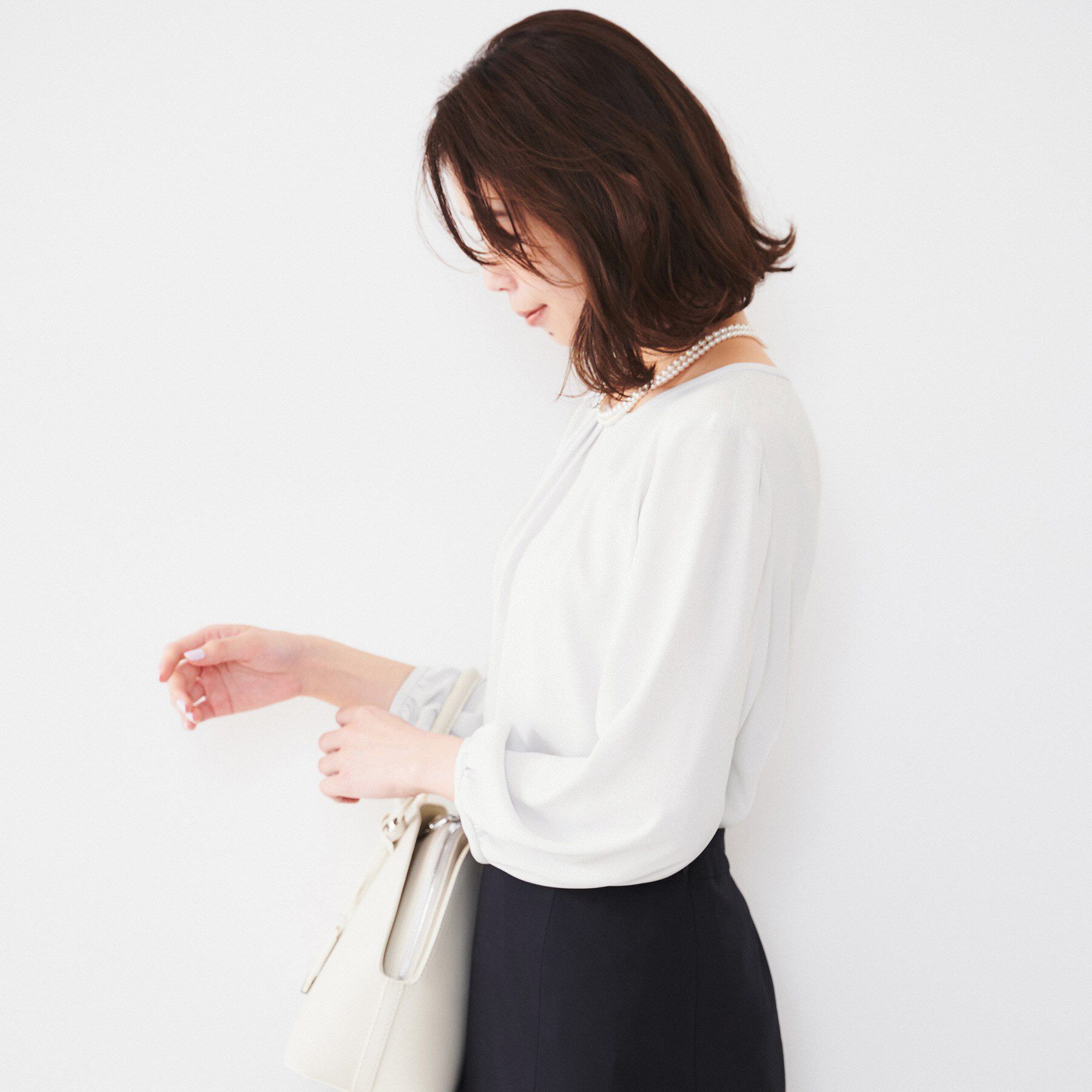 UNTITLED「【通勤】ジョーゼット タックブラウス」|シャツ・ブラウス|