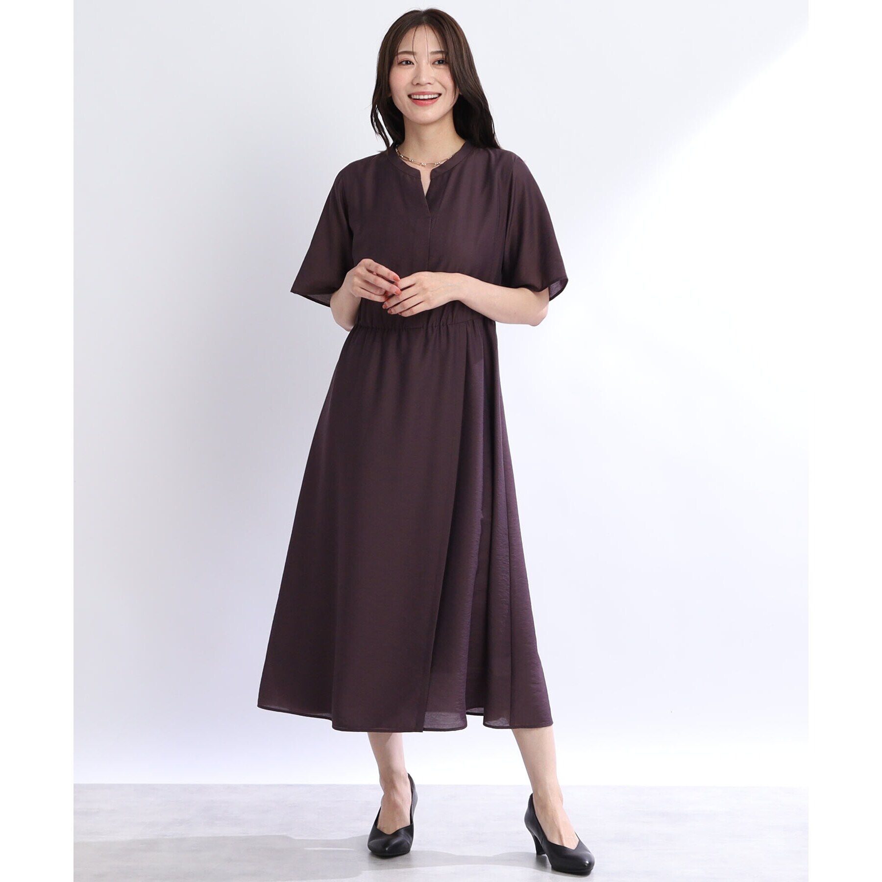 Reflect「【SALE／洗える／サッシュベルト付き】ラップ風デザインワンピース」|ワンピース|