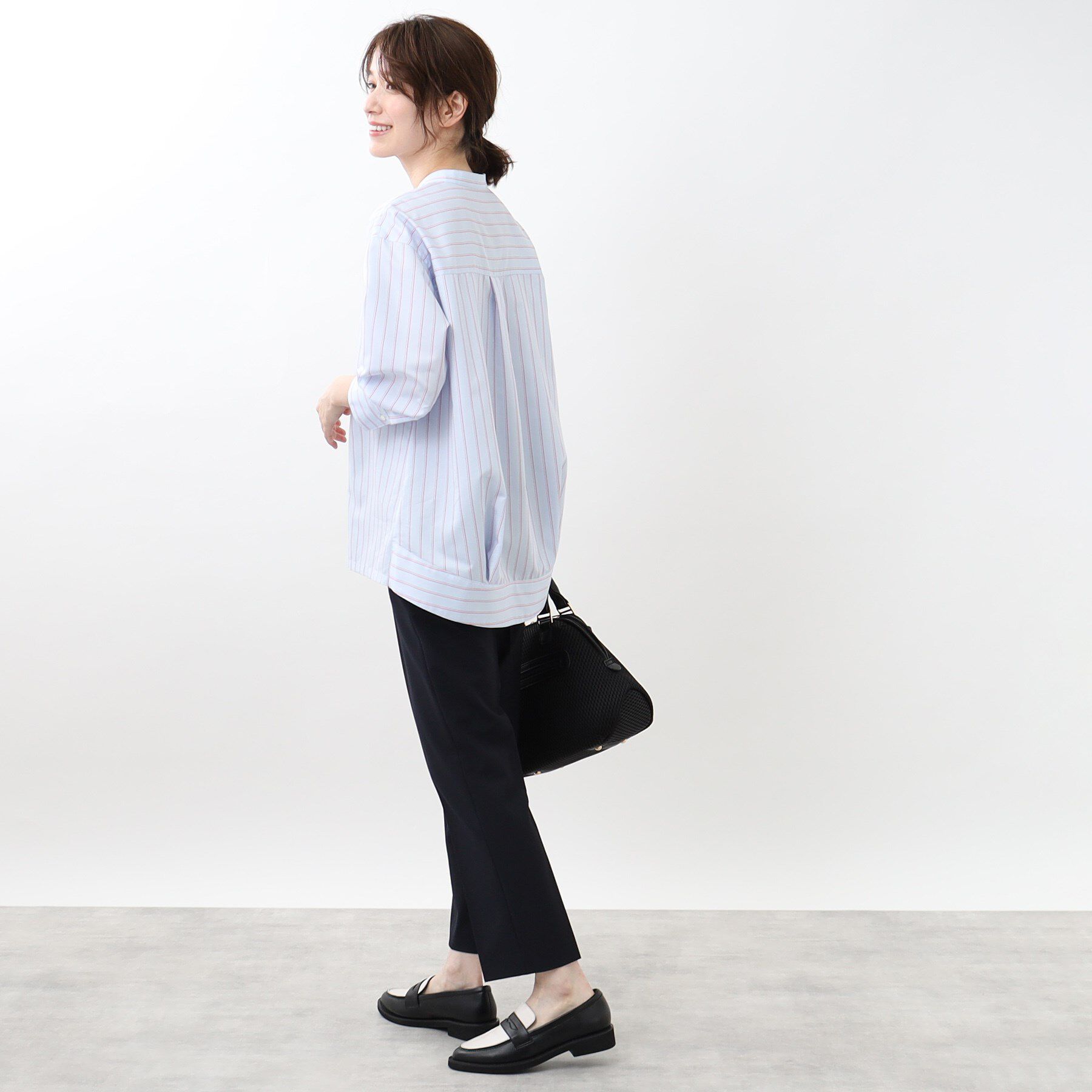 Reflect「【夏SALE／接触冷感／洗える】ストライプコクーンシルエットシャツ」|シャツ・ブラウス|