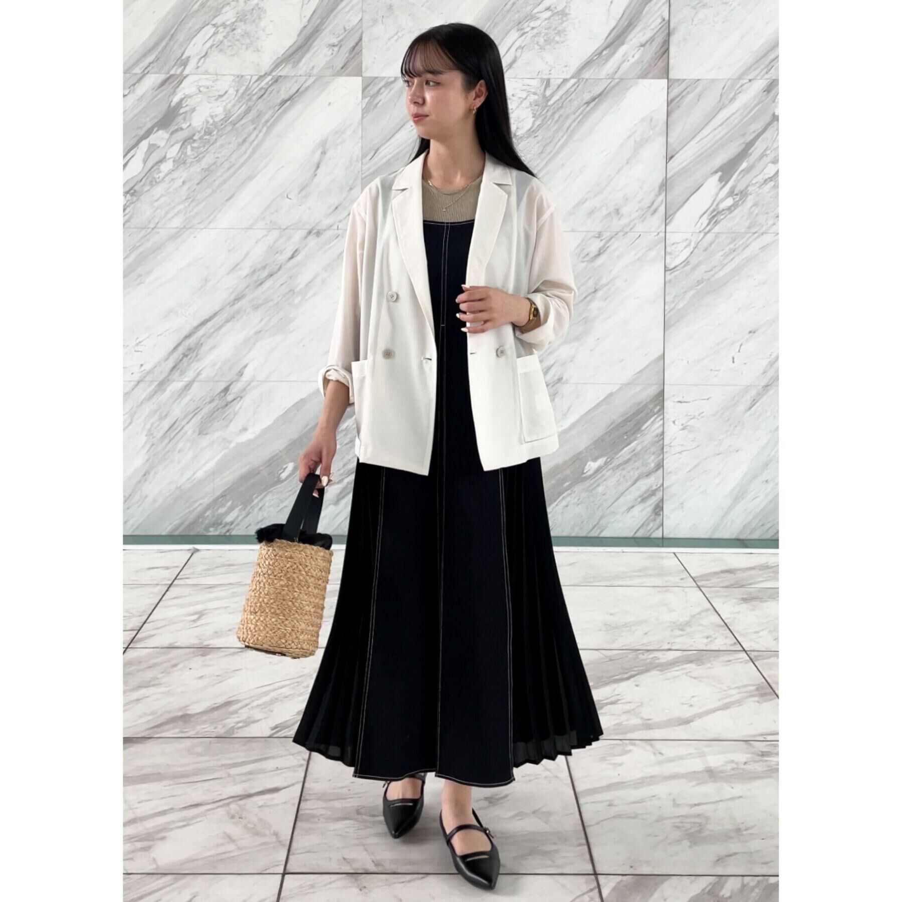 grove「デニムサイドプリーツジャンドレ」|ワンピース|