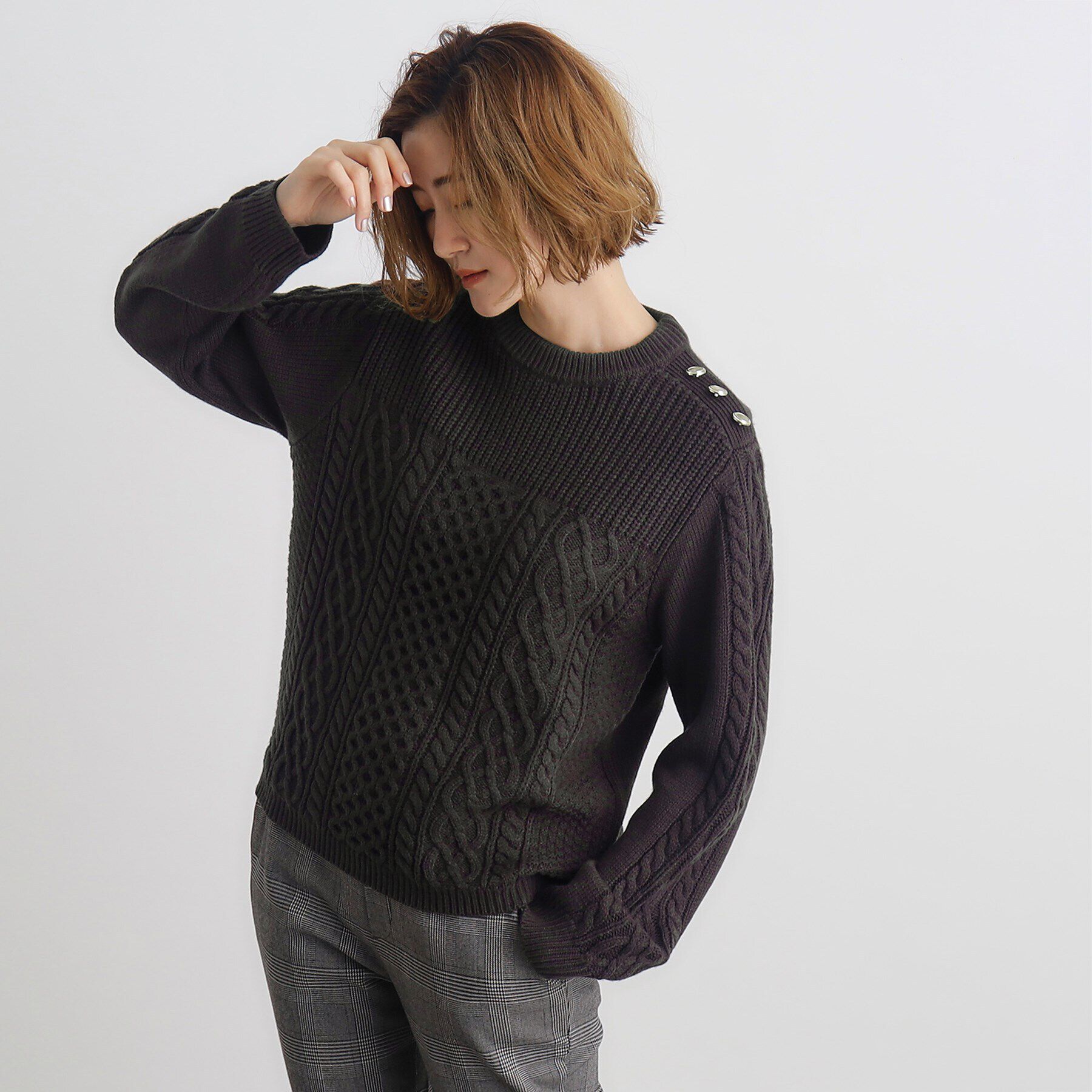 grove「編地切替ケーブルニット」|ニット・セーター|