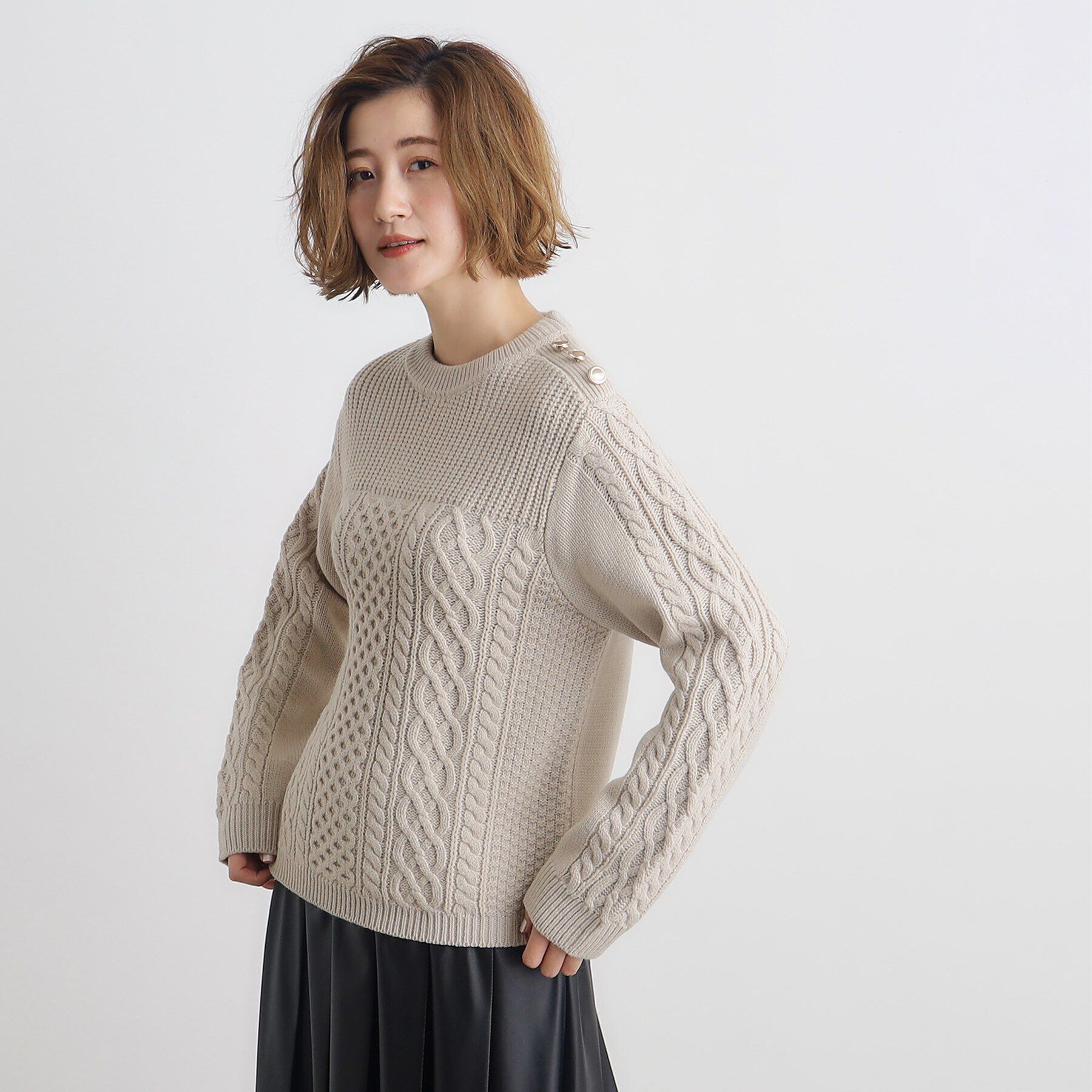 grove「編地切替ケーブルニット」|ニット・セーター|