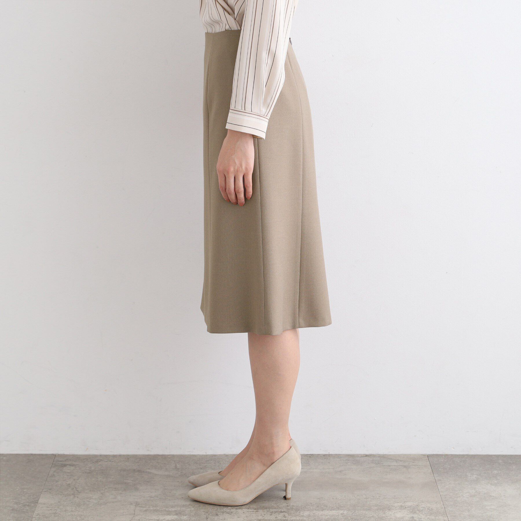 INDIVI「【洗える／UVケア／定番スーツ】ウール調セミフレアスカート」|スーツ|