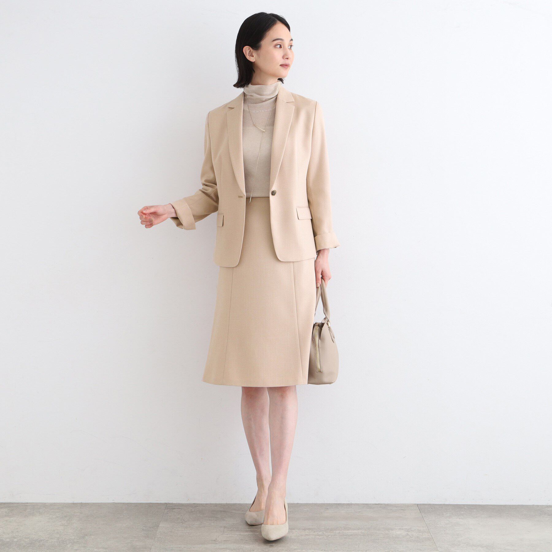 INDIVI「【洗える／UVケア／定番スーツ】ウール調セミフレアスカート」|スーツ|