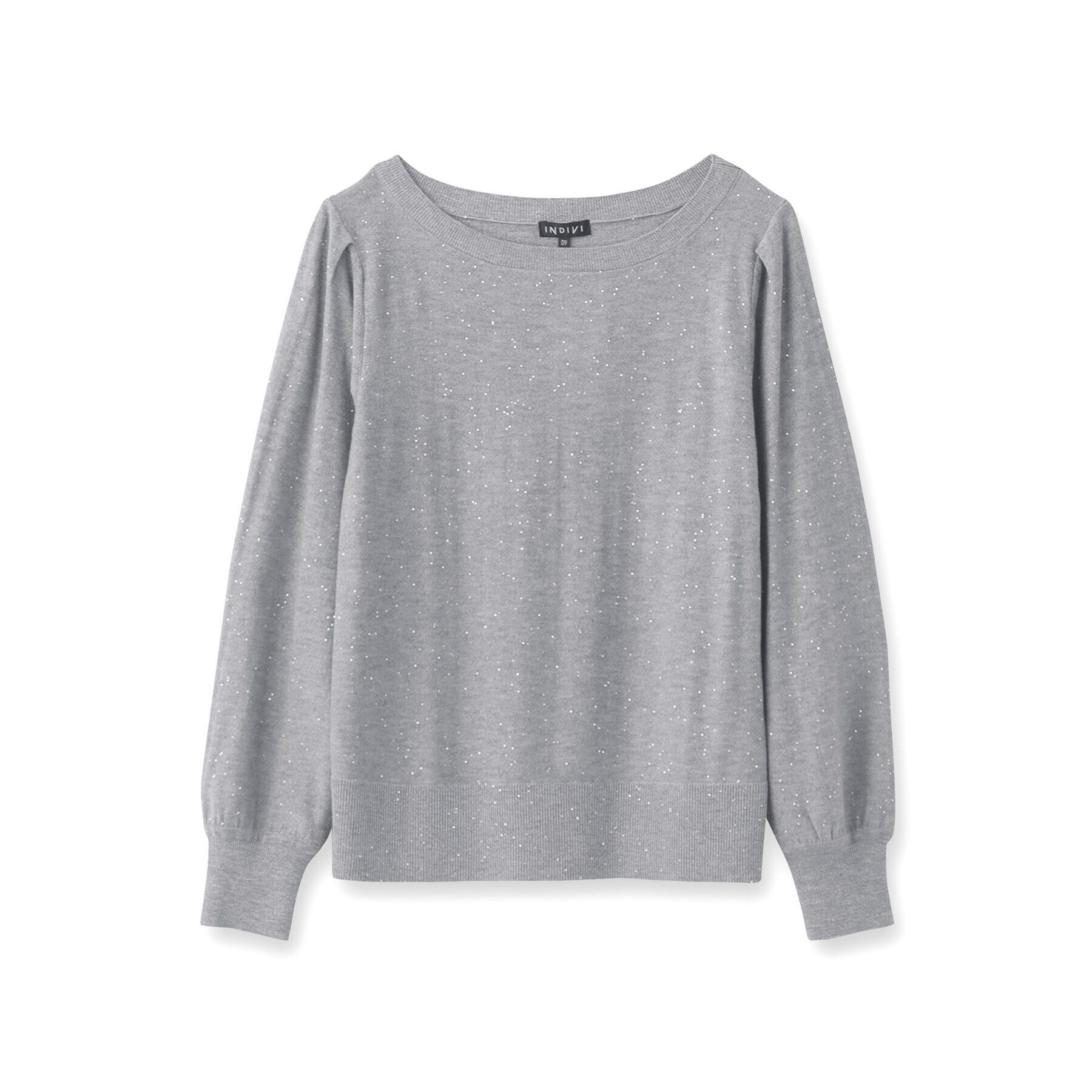 INDIVI「【洗える／スパンコール】パフスリーブニット」|ニット・セーター|