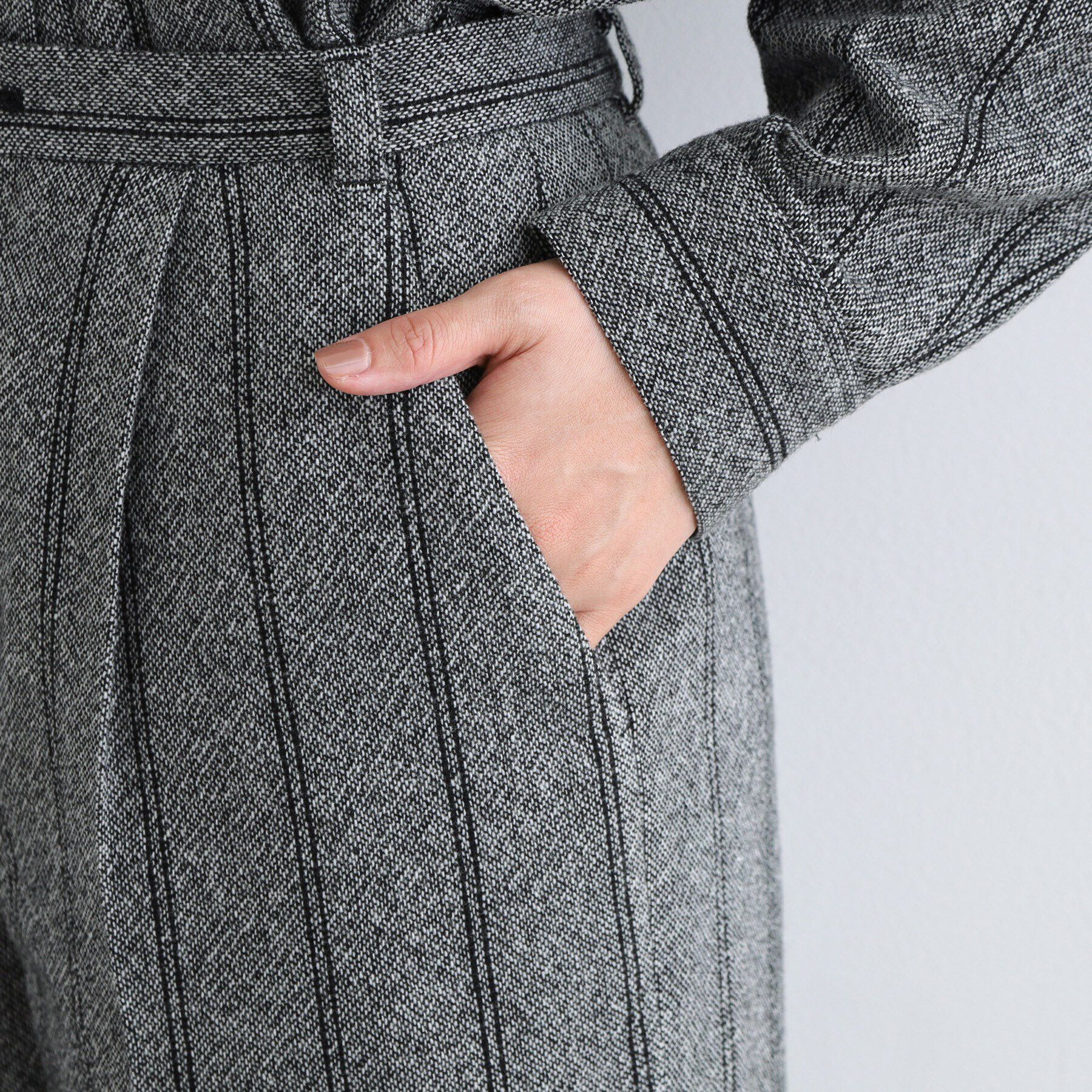 INDIVI「【日本製／インポート素材／SETUP可能】ストライプ柄ワイドパンツ」|その他|