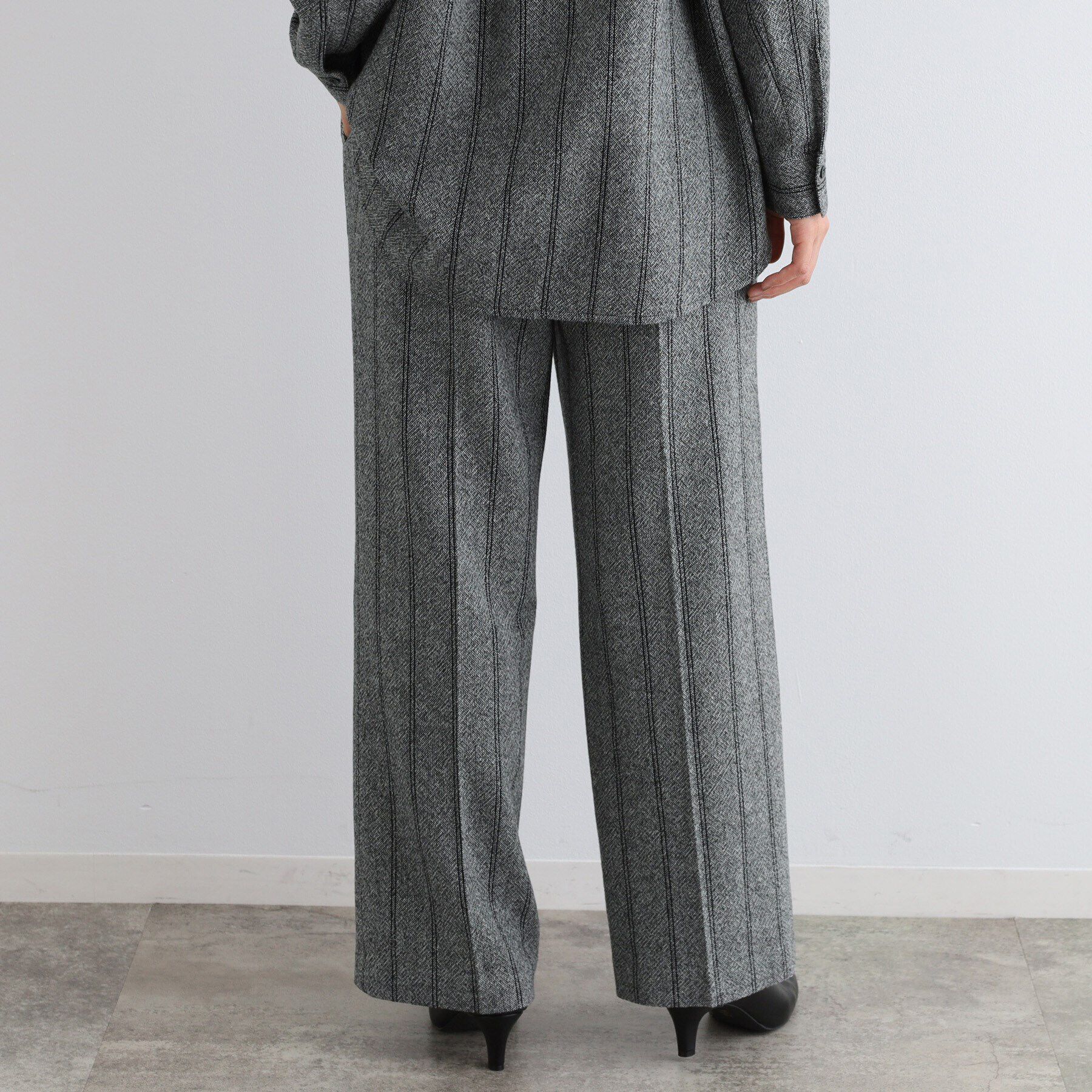 INDIVI「【日本製／インポート素材／SETUP可能】ストライプ柄ワイドパンツ」|その他|