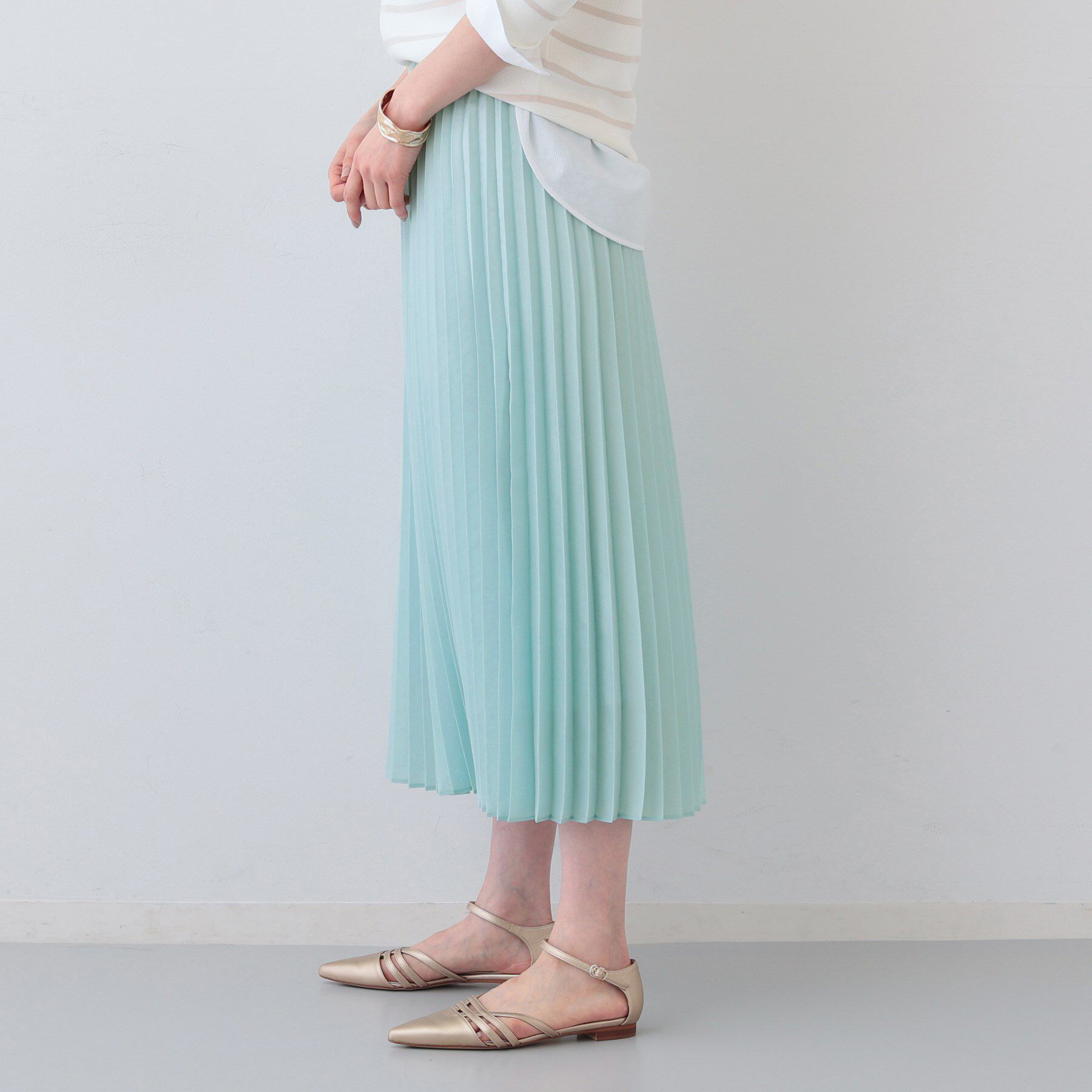 INDIVI「【洗える／ウエストゴム】アコーディオン調プリーツスカート」|スカート|