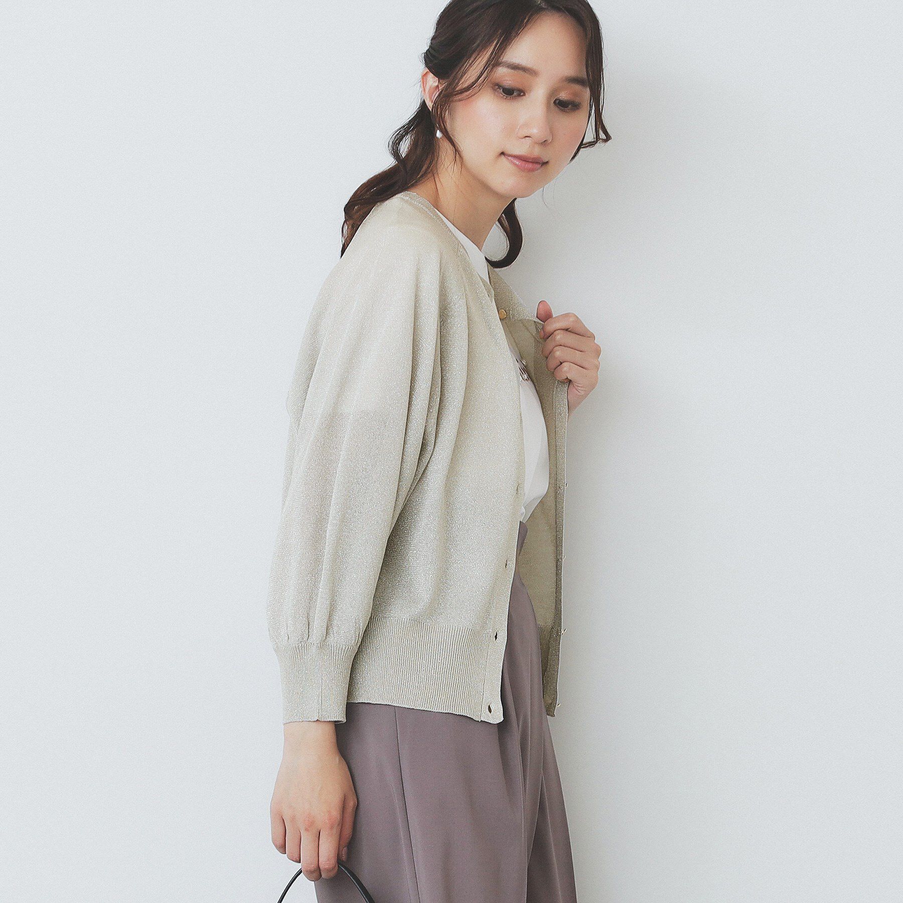 index「シアーラメドルマンショートカーディガン【洗濯機洗い可】」|カーディガン|