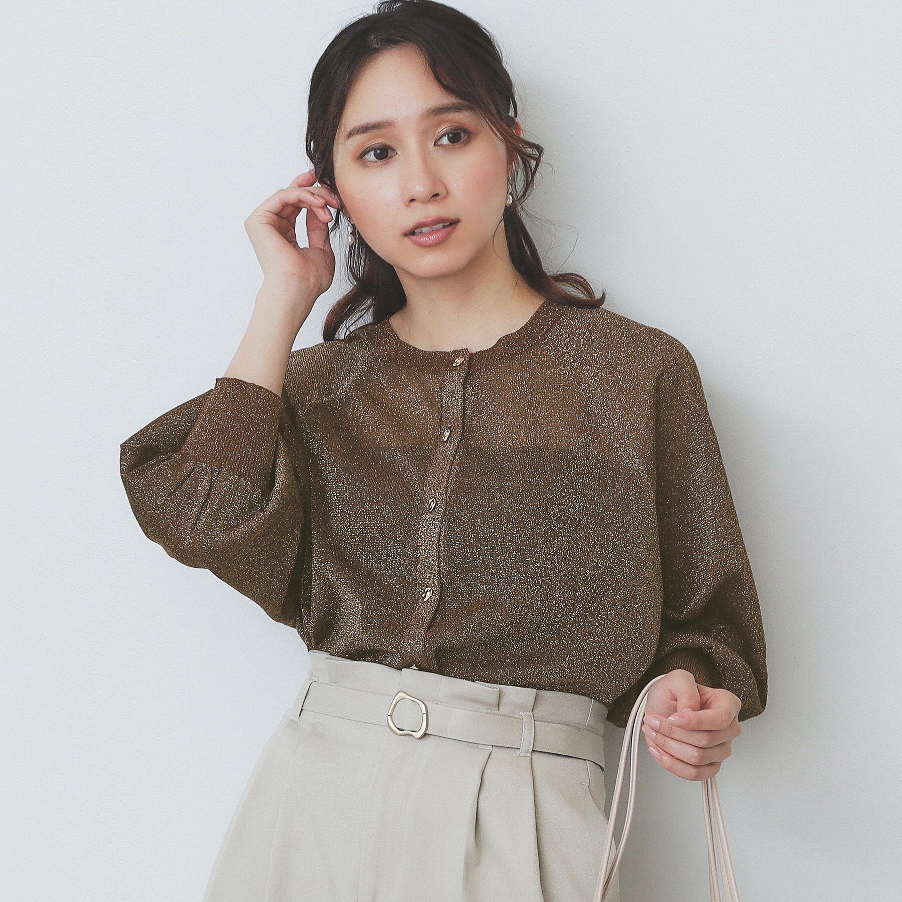 index「シアーラメドルマンショートカーディガン【洗濯機洗い可】」|カーディガン|