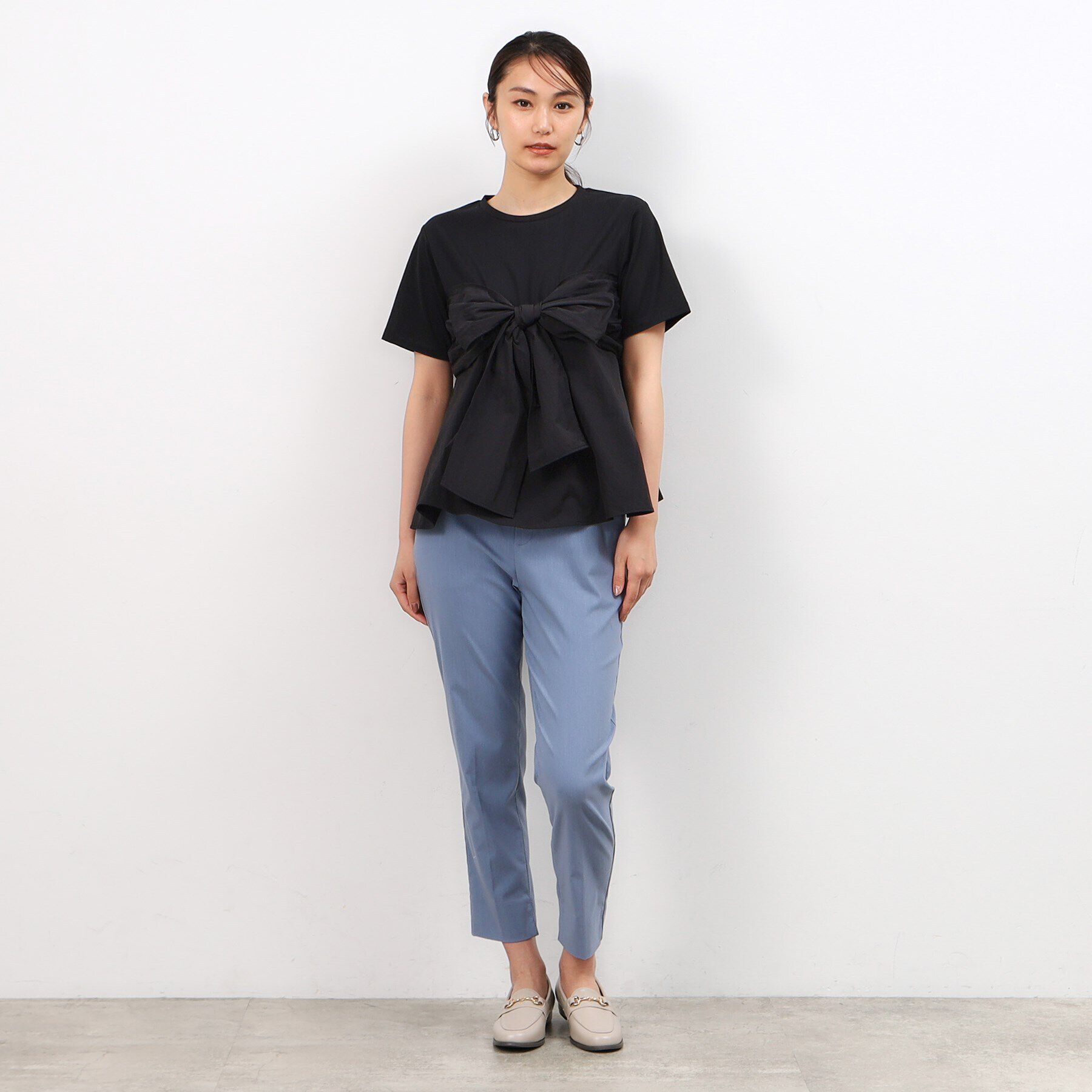 OPAQUE.CLIP「リボンビスチェドッキングカットソー【洗濯機洗い可】」|Tシャツ・カットソー|