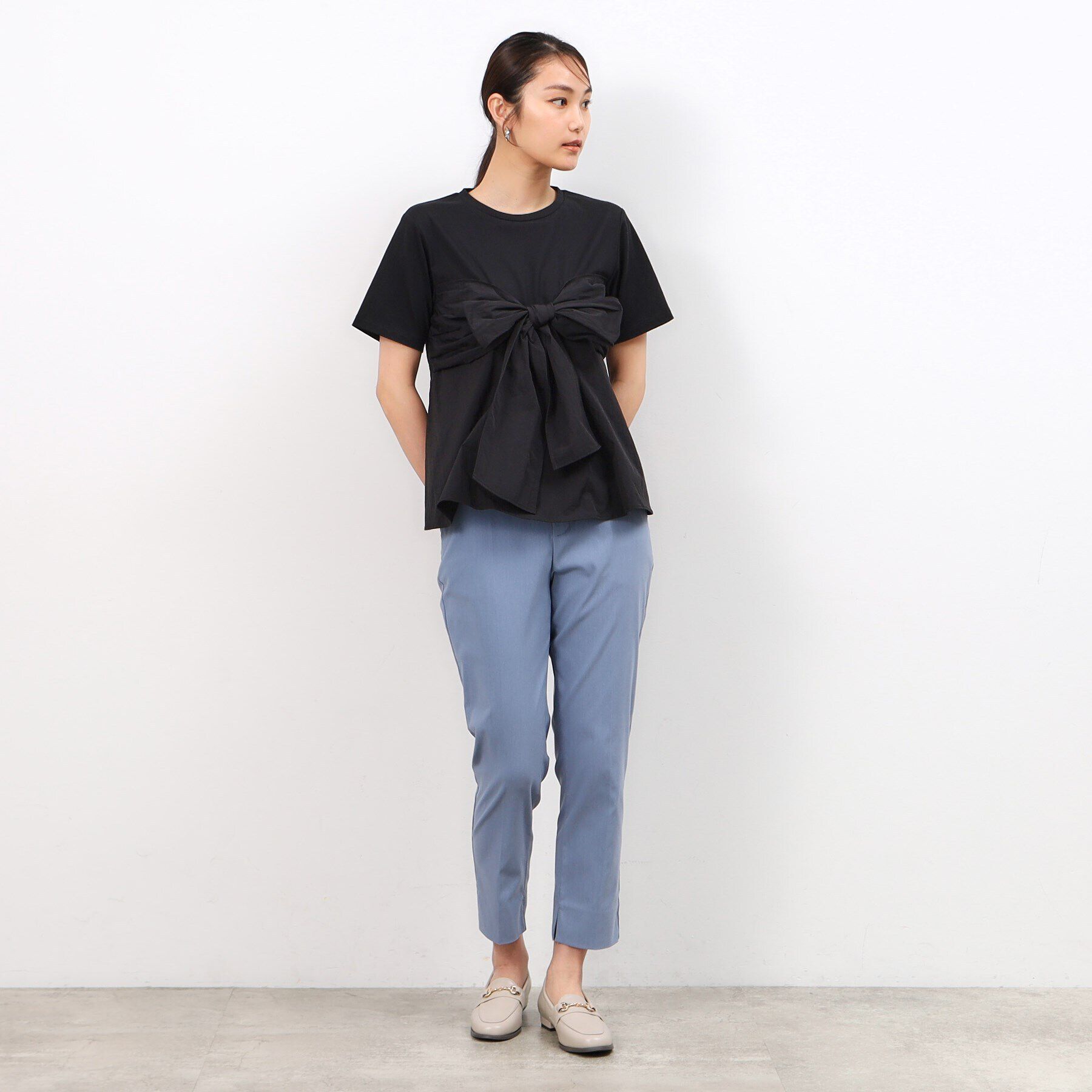 OPAQUE.CLIP「リボンビスチェドッキングカットソー【洗濯機洗い可】」|Tシャツ・カットソー|