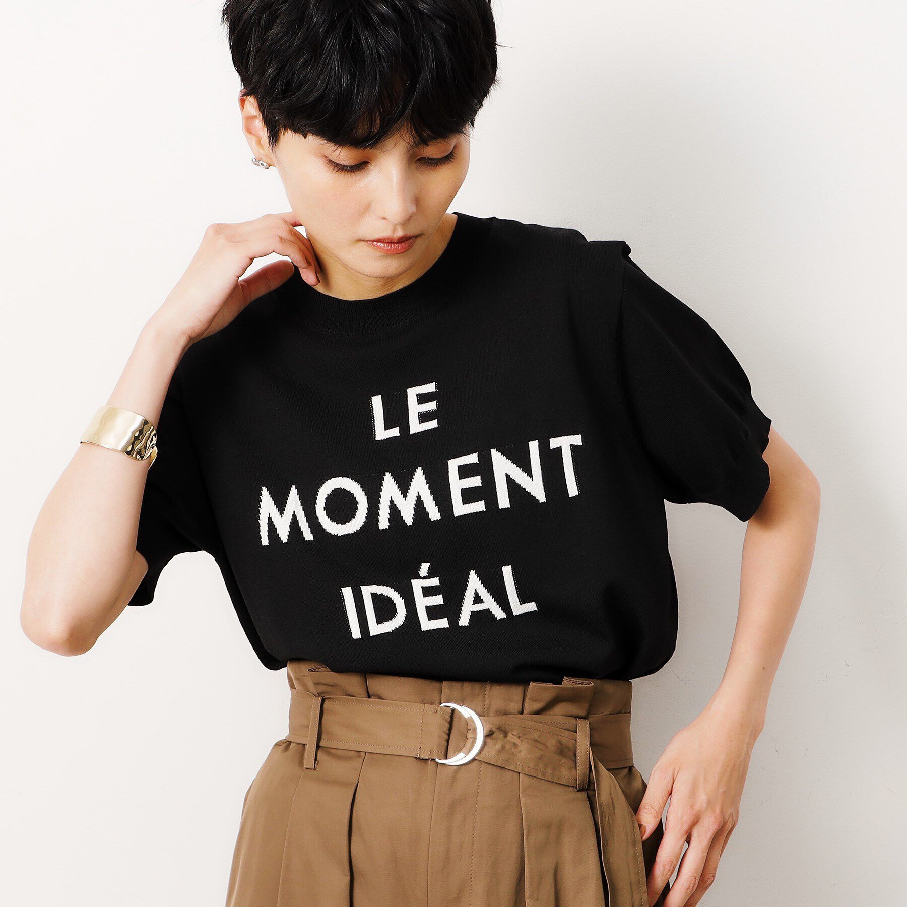 OPAQUE.CLIP「《美人百花掲載》UV ロゴジャカードニット【抗ピル/洗濯機洗い可】」|ニット・セーター|