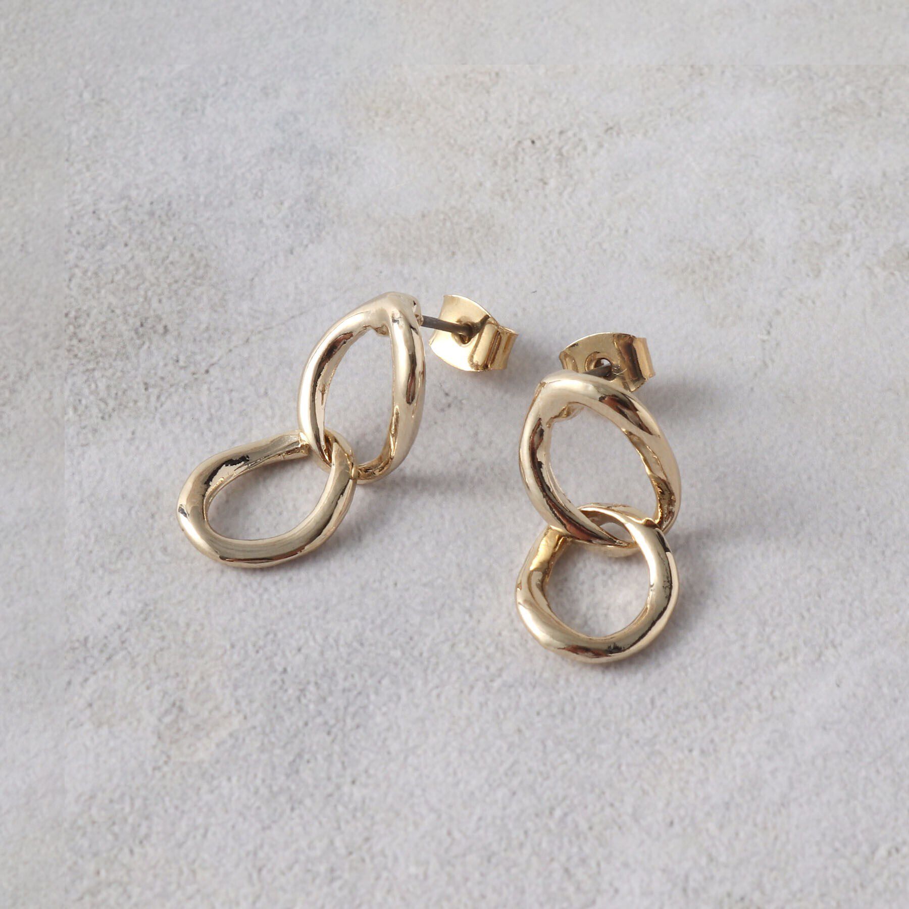 OPAQUE.CLIP「メタルダブルリングピアス」|ピアス|ゴールド(007)