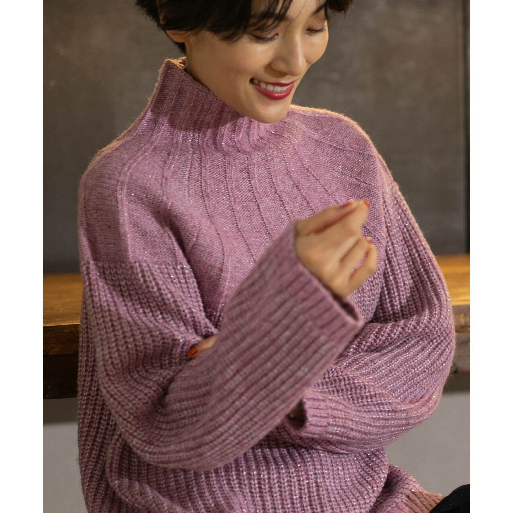 OPAQUE.CLIP「ラメ混ハイネックニット【洗濯機洗い可】」|ニット・セーター|