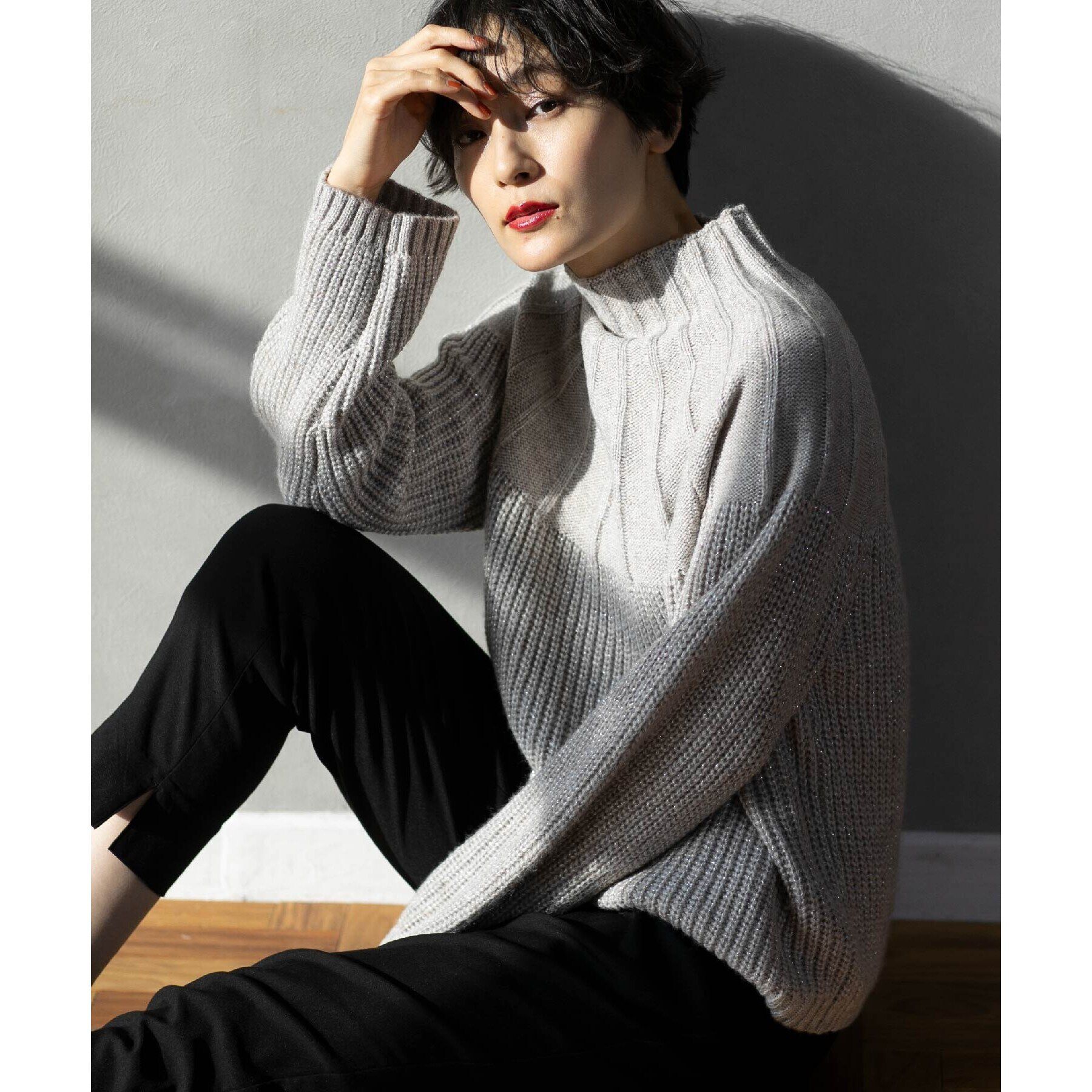 OPAQUE.CLIP「ラメ混ハイネックニット【洗濯機洗い可】」|ニット・セーター|