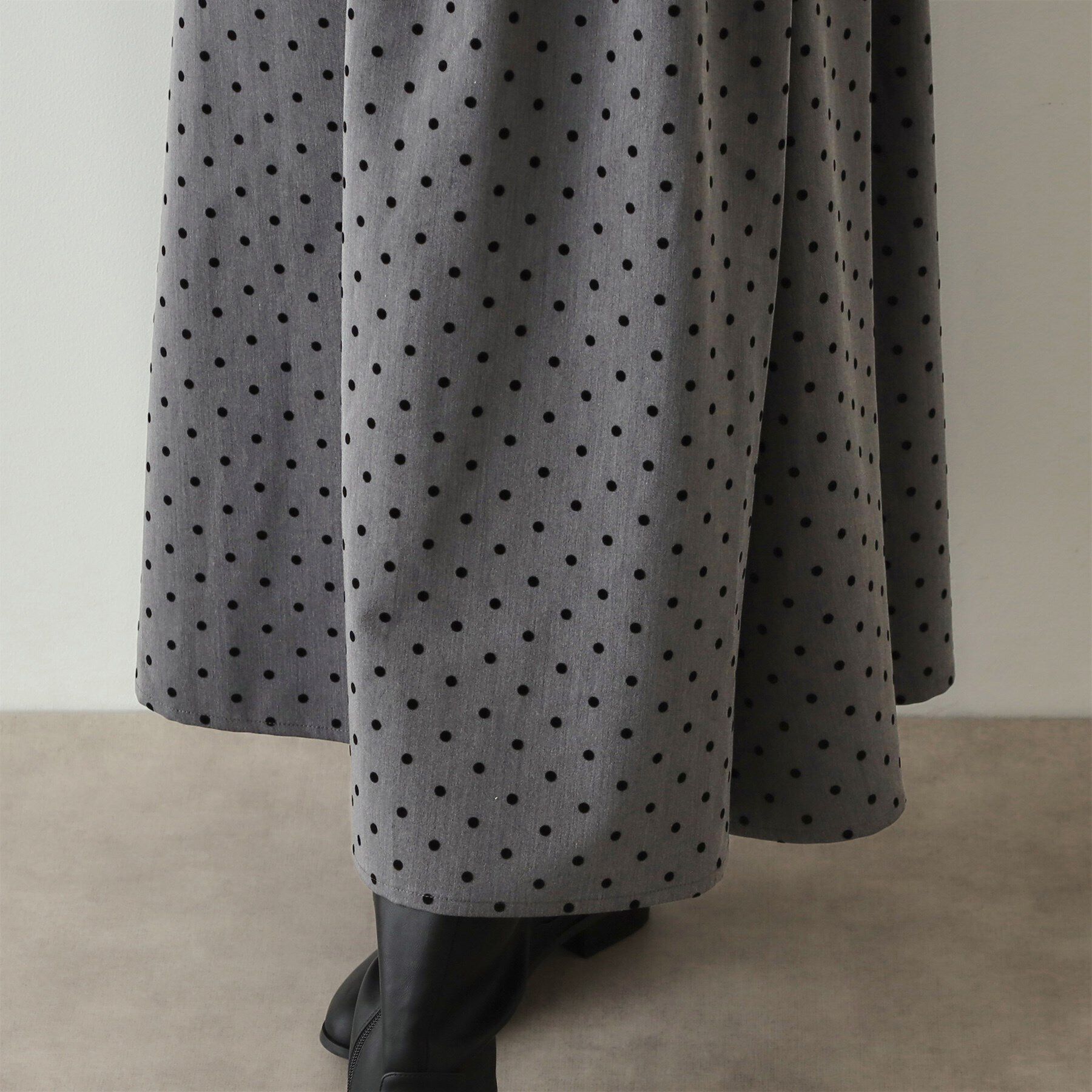 OPAQUE.CLIP「ニット&times;ドット柄 ドッキングニットワンピース」|ワンピース|