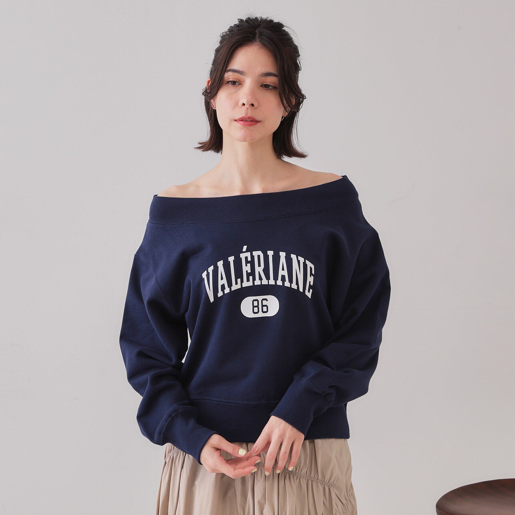 OPAQUE.CLIP「カレッジロゴスウェット【洗濯機洗い可】」|パーカー|