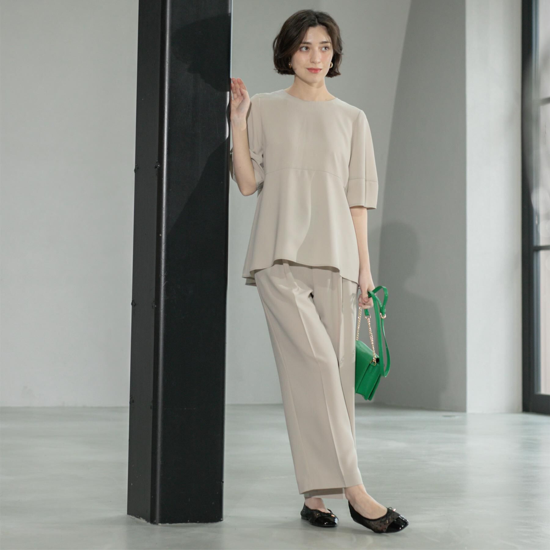 OPAQUE.CLIP「《6色展開》ストレッチペプラムブラウス/セットアップ対応【洗濯機洗い可/防シワ】」|シャツ・ブラウス|