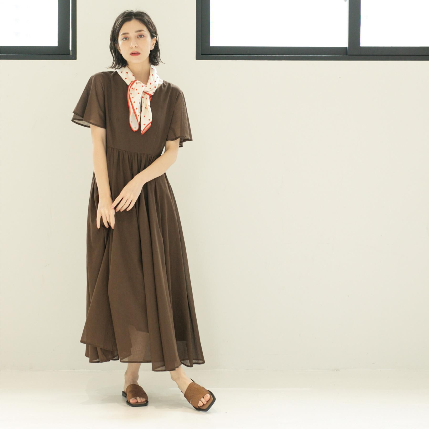 OPAQUE.CLIP「Vネックフィット＆フレアドレス/オーガニックコットン混【洗濯機洗い可】」|ワンピース|