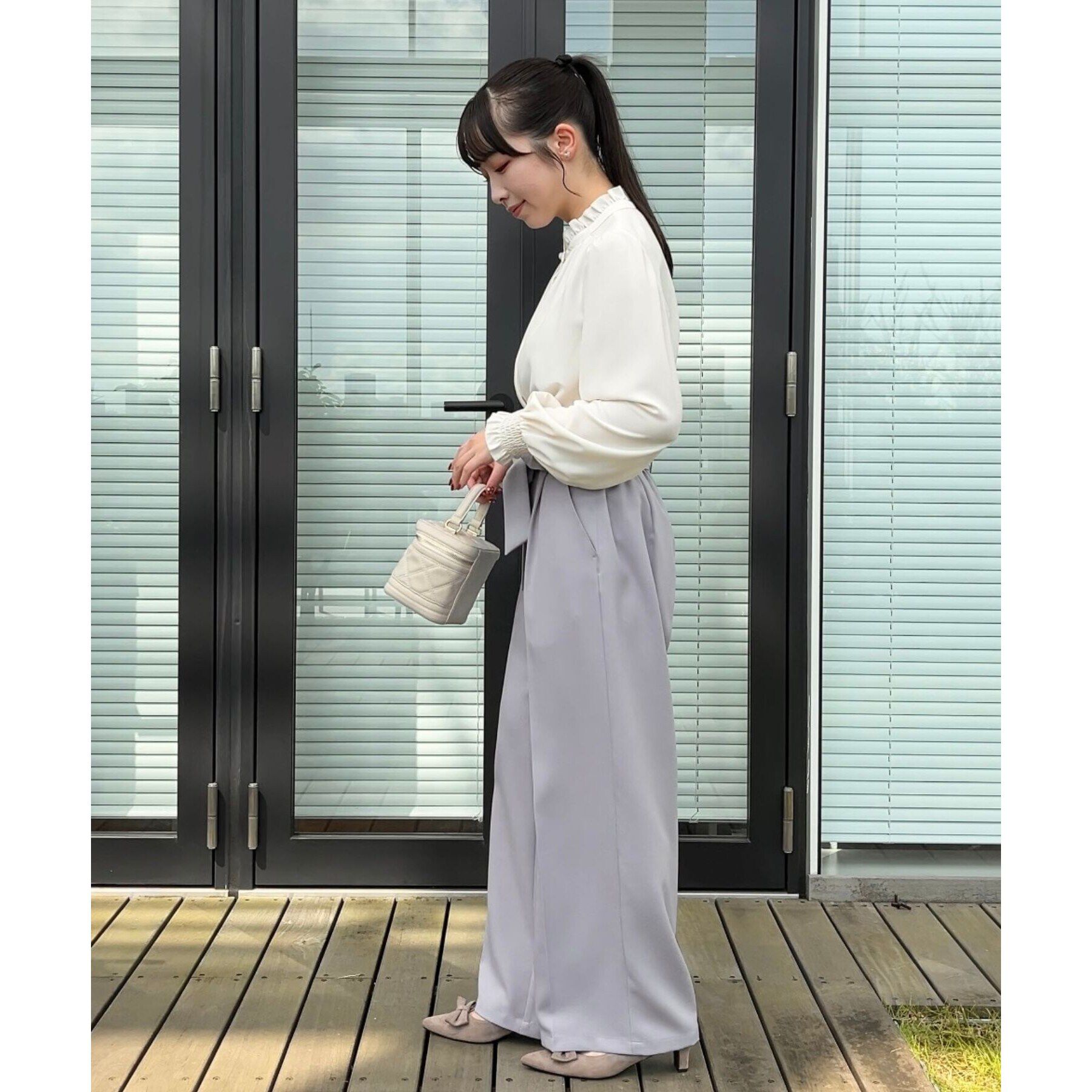 Couture broach「【ほんのりハイウエスト・スッキリ見え】サス付きリボンワイドパンツ」|その他|