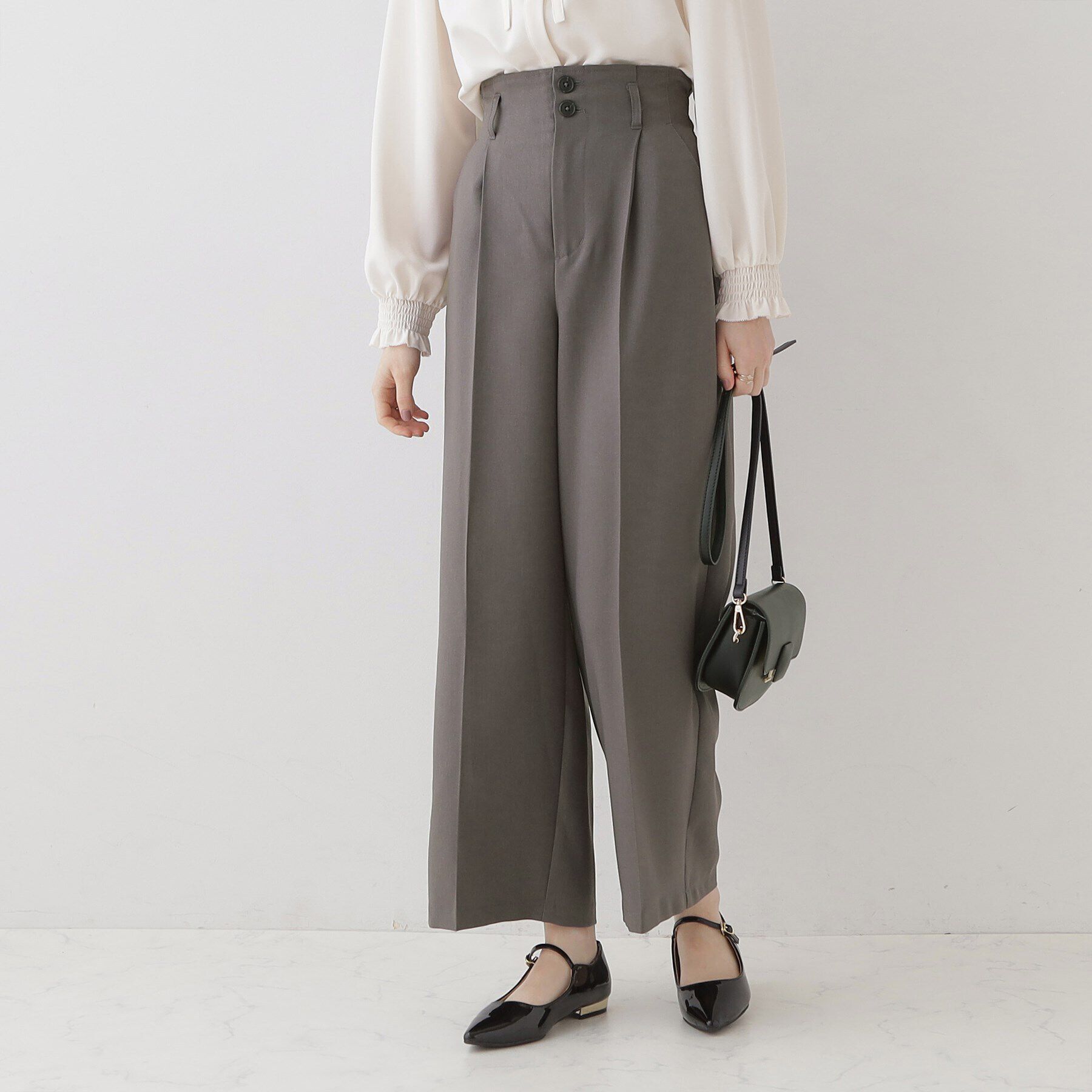 Couture broach「【ほんのりハイウエスト・スッキリ見え】サス付きリボンワイドパンツ」|その他|