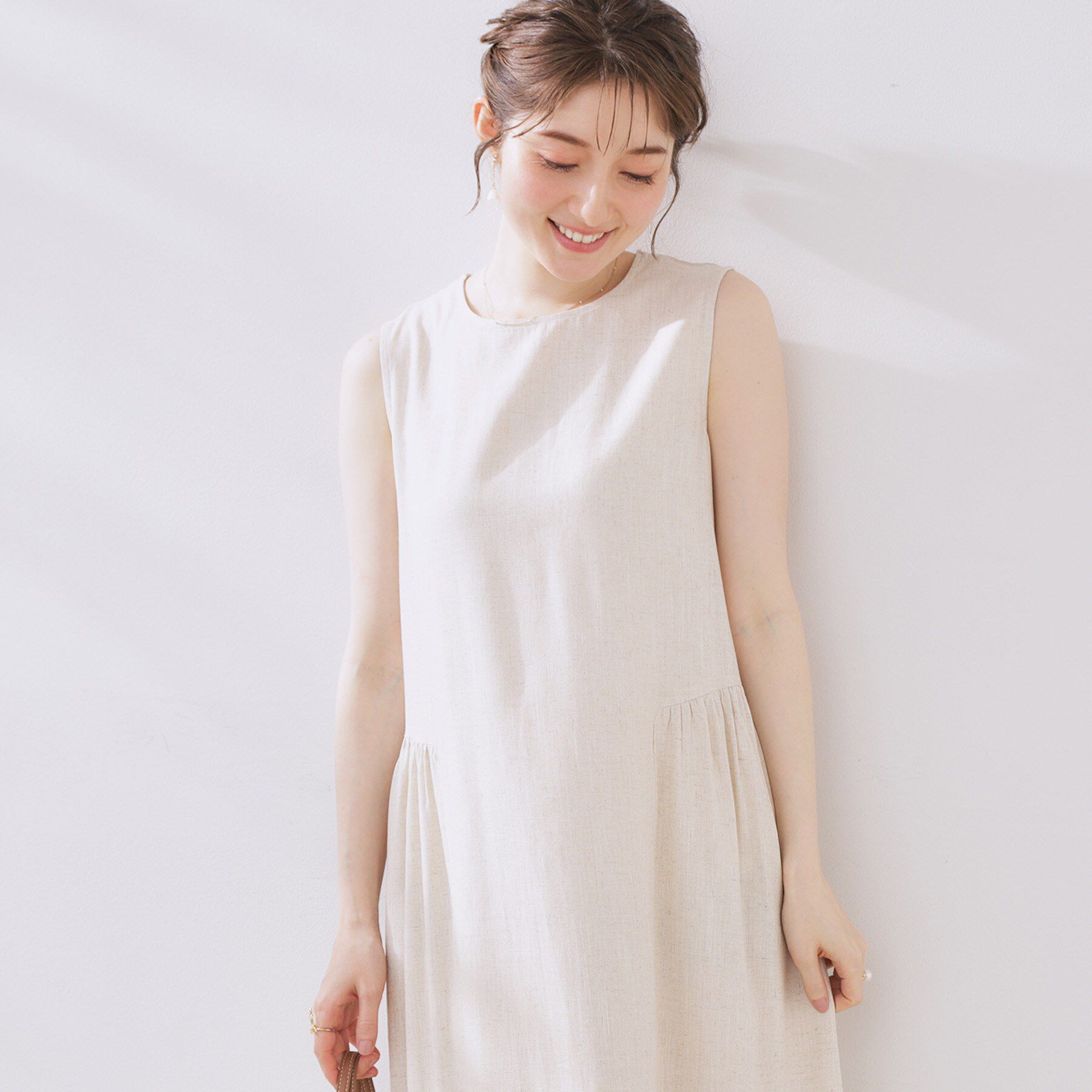 Couture broach「麻混フレアデザインワンピース」|ワンピース|