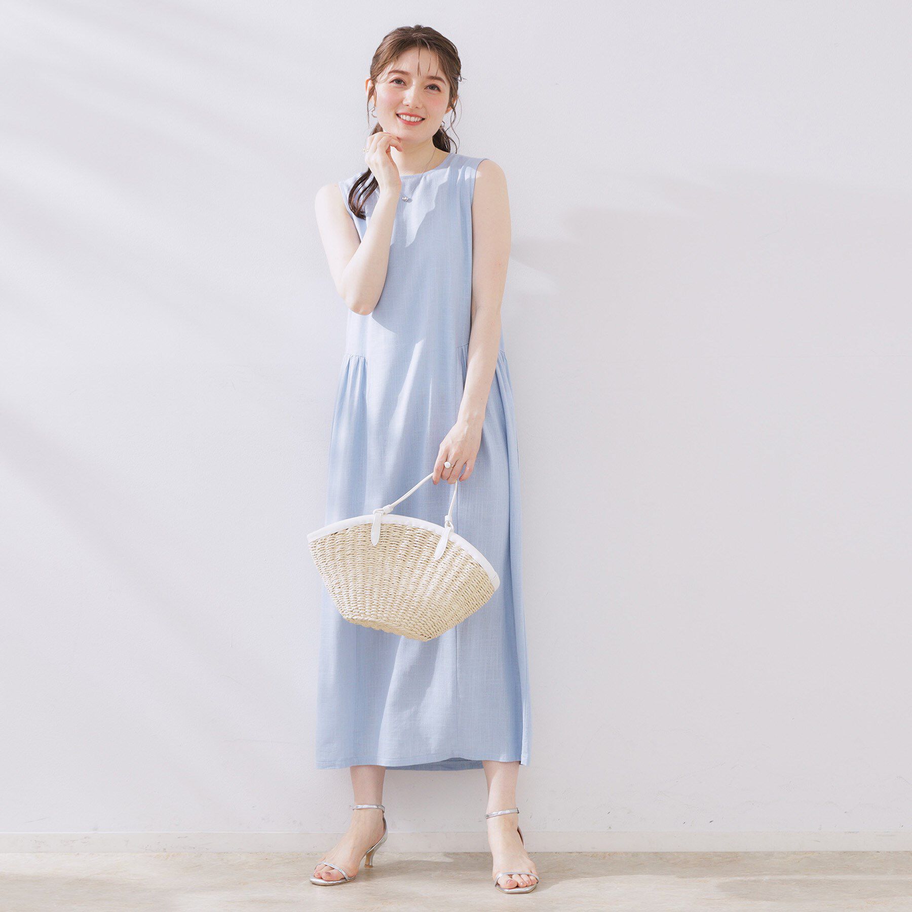 Couture broach「麻混フレアデザインワンピース」|ワンピース|