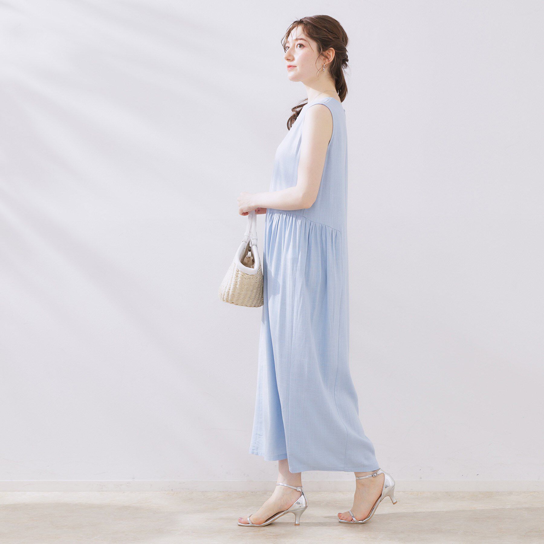 Couture broach「麻混フレアデザインワンピース」|ワンピース|