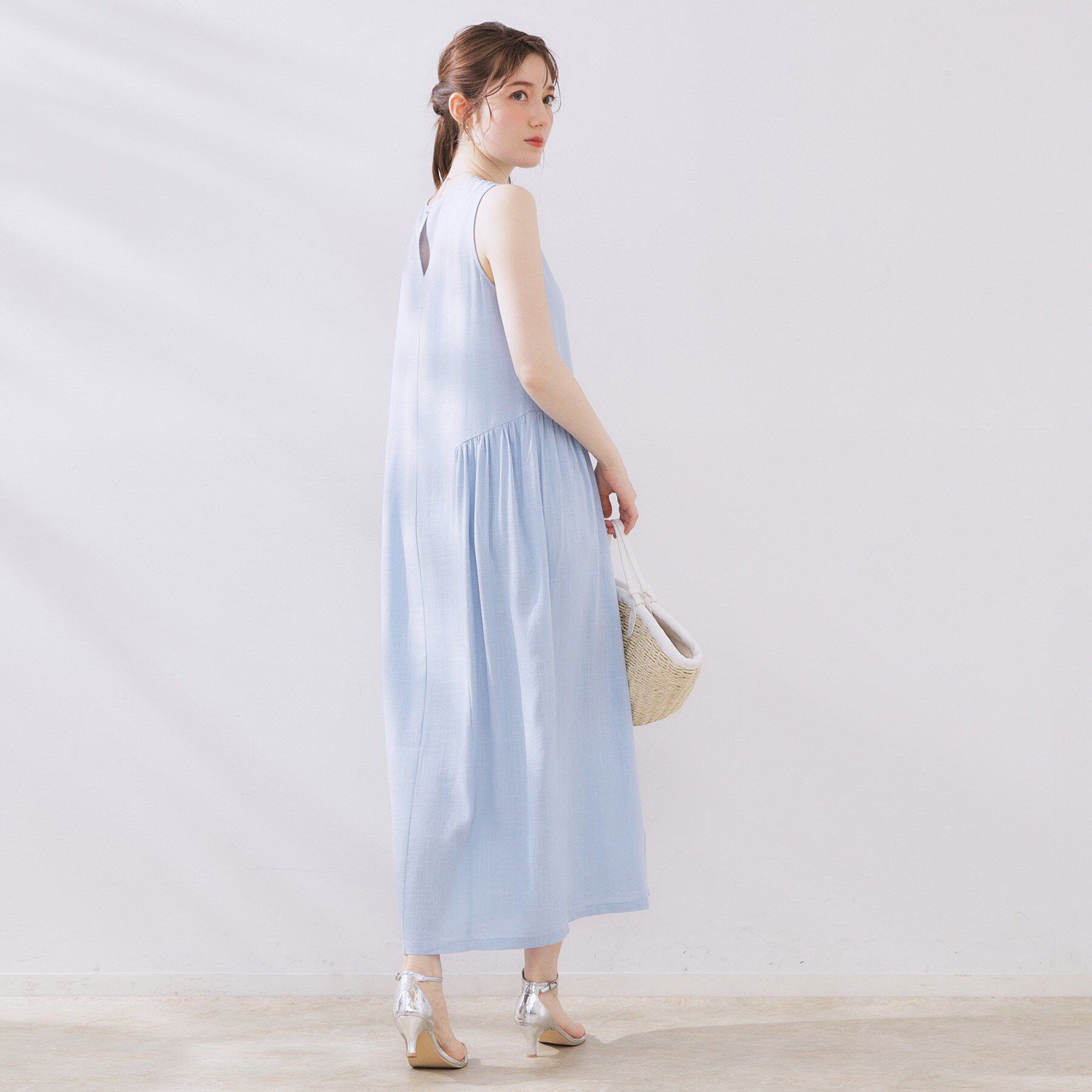 Couture broach「麻混フレアデザインワンピース」|ワンピース|